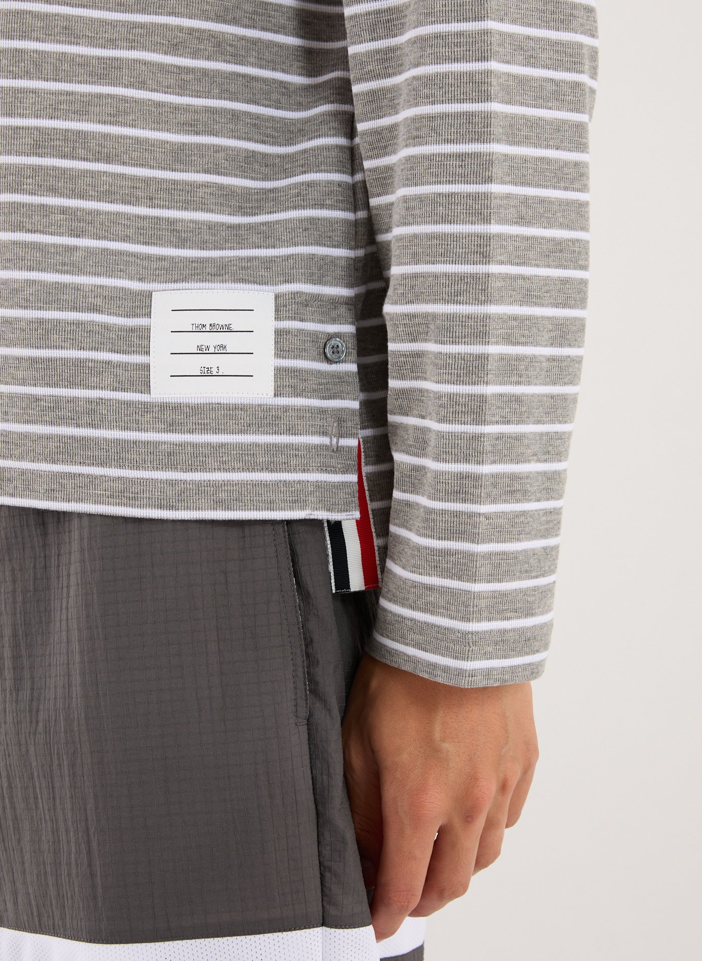 Striped Milano 4-Bar T-shirt THOM BROWNE Grey