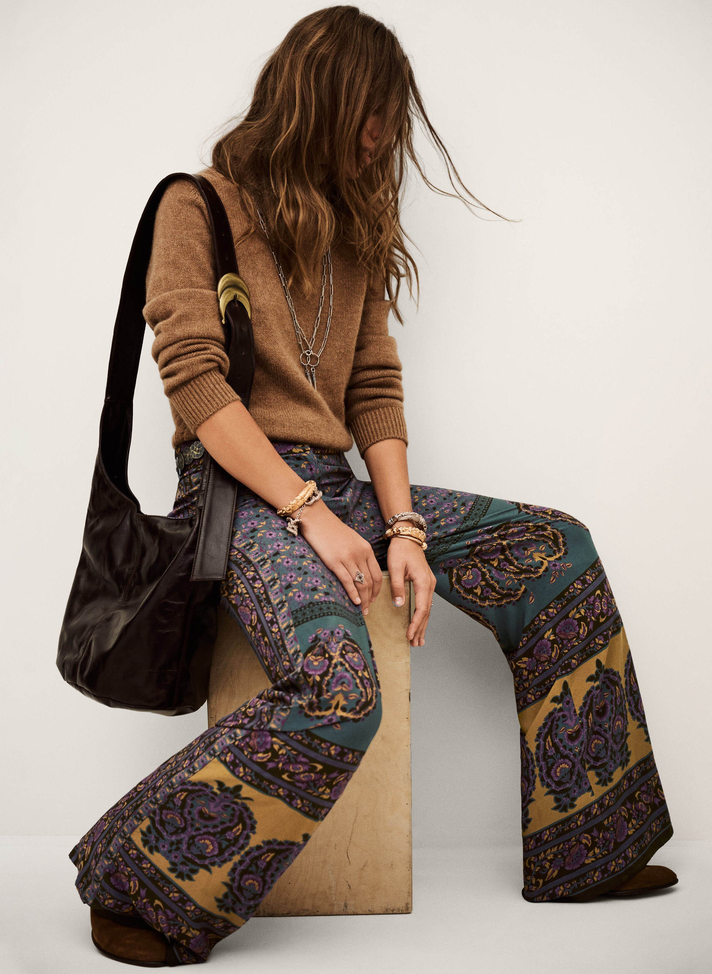 Pantalon large imprimé brany BA&SH Marron