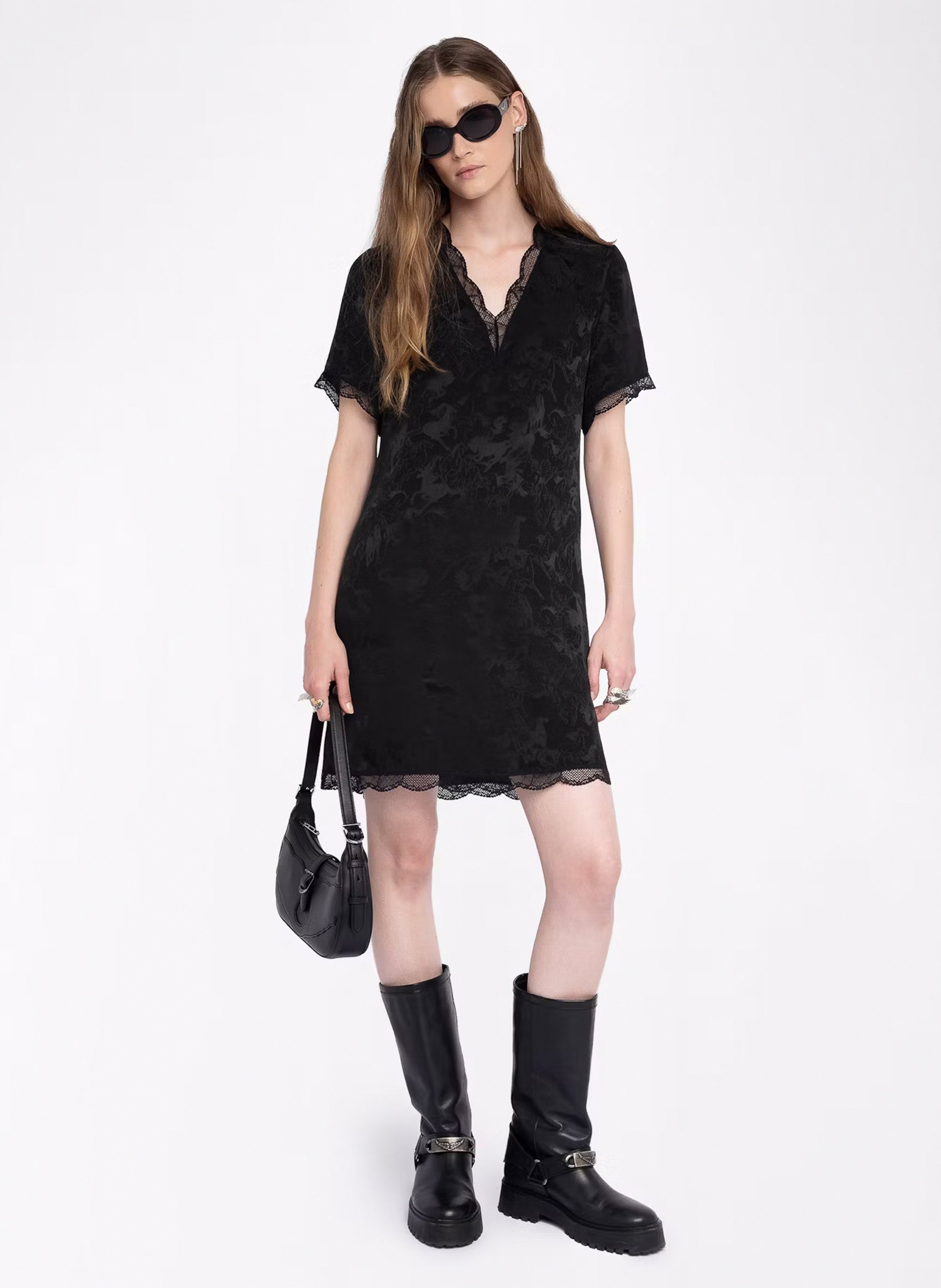 Robe courte col v en soie rerzo ZADIG&VOLTAIRE Noir