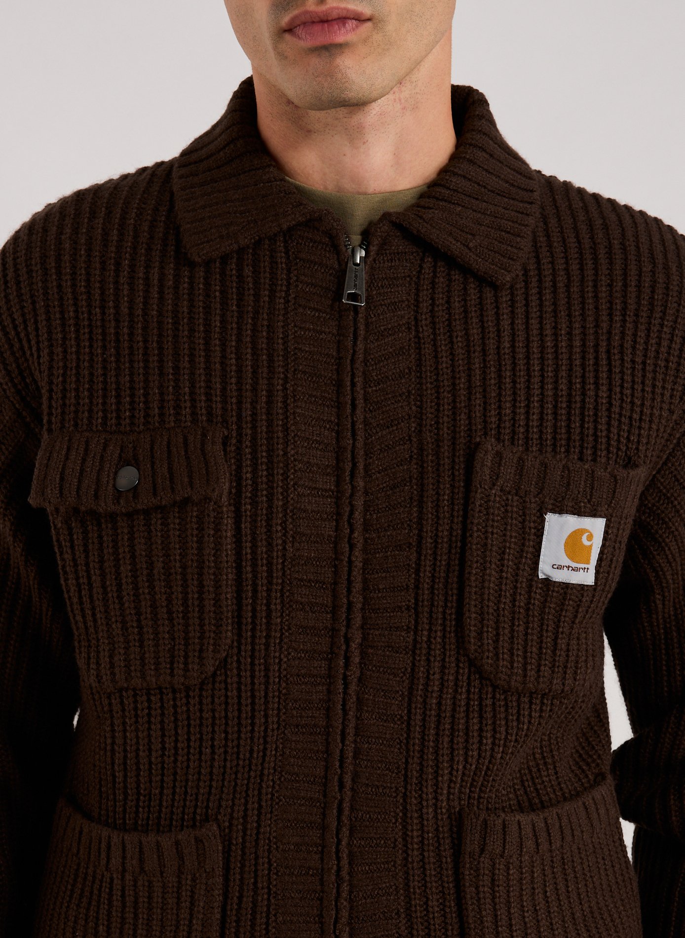 Zip-up classic collar sweater CARHARTT WIP Brown