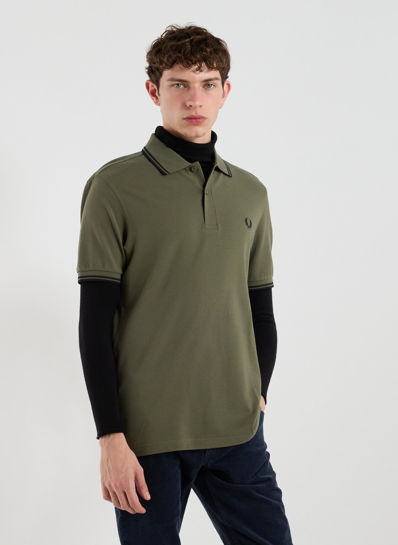 FRED PERRY Cotton pique polo shirt Green