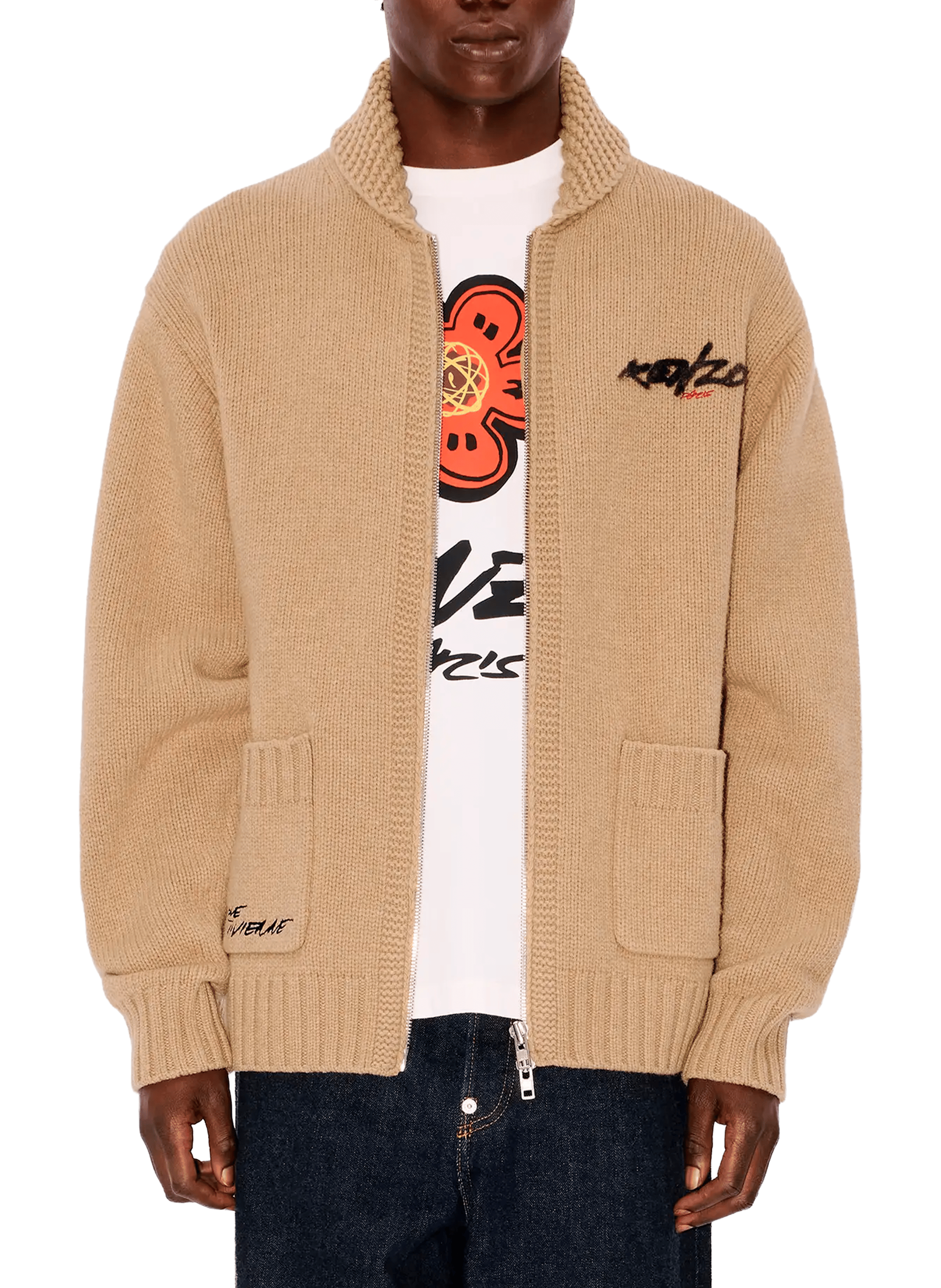 KENZO Cardigan en laine Beige