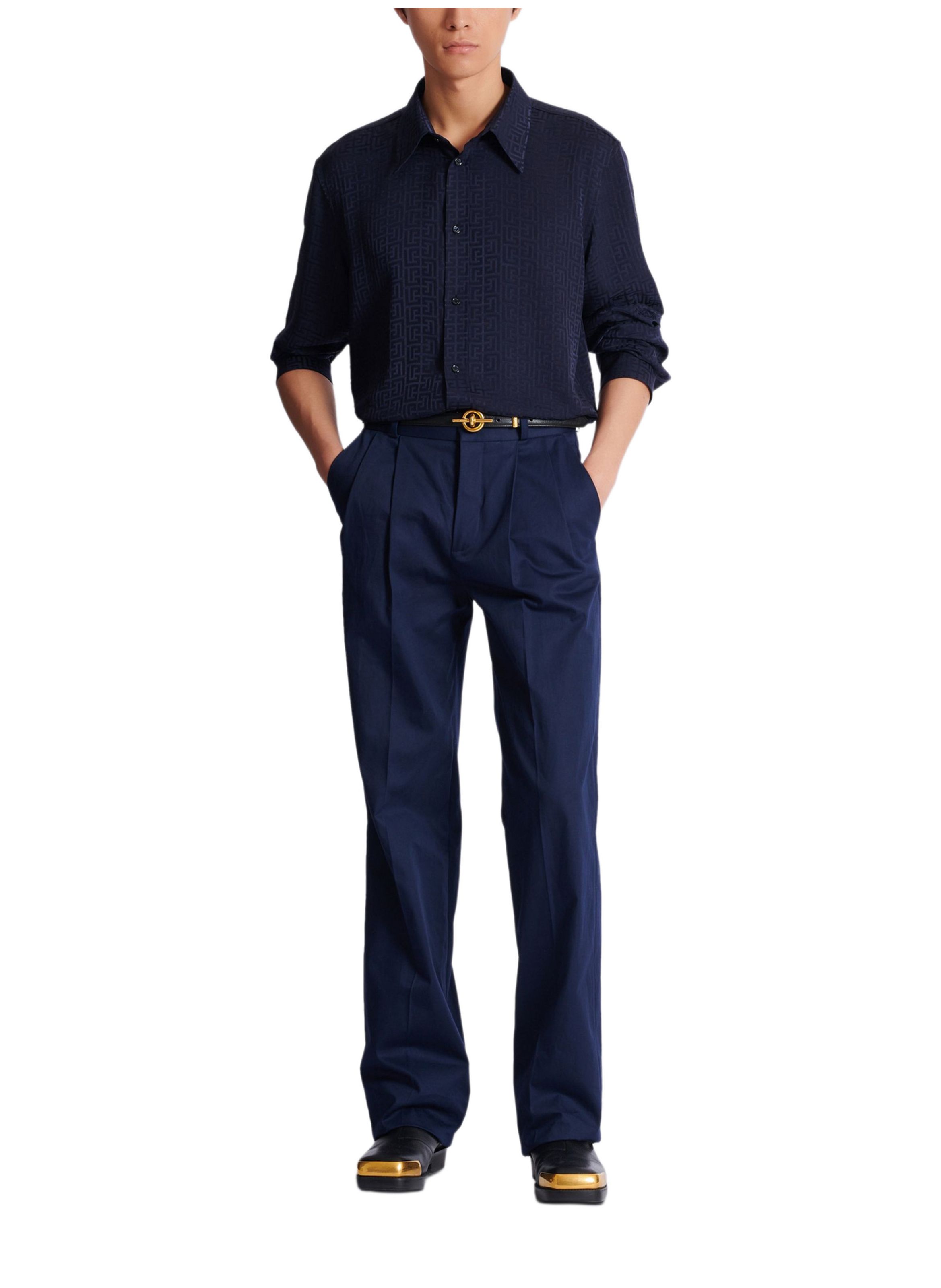 Chemise en jacquard monogramme BALMAIN Bleu