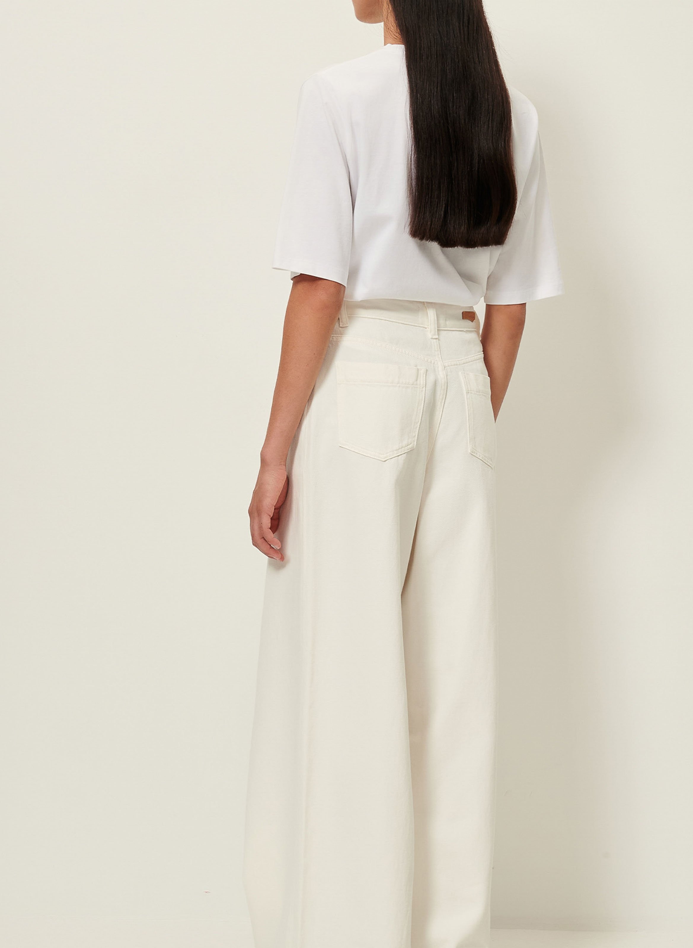 Jean large taille haute en coton dalt SESSUN Blanc