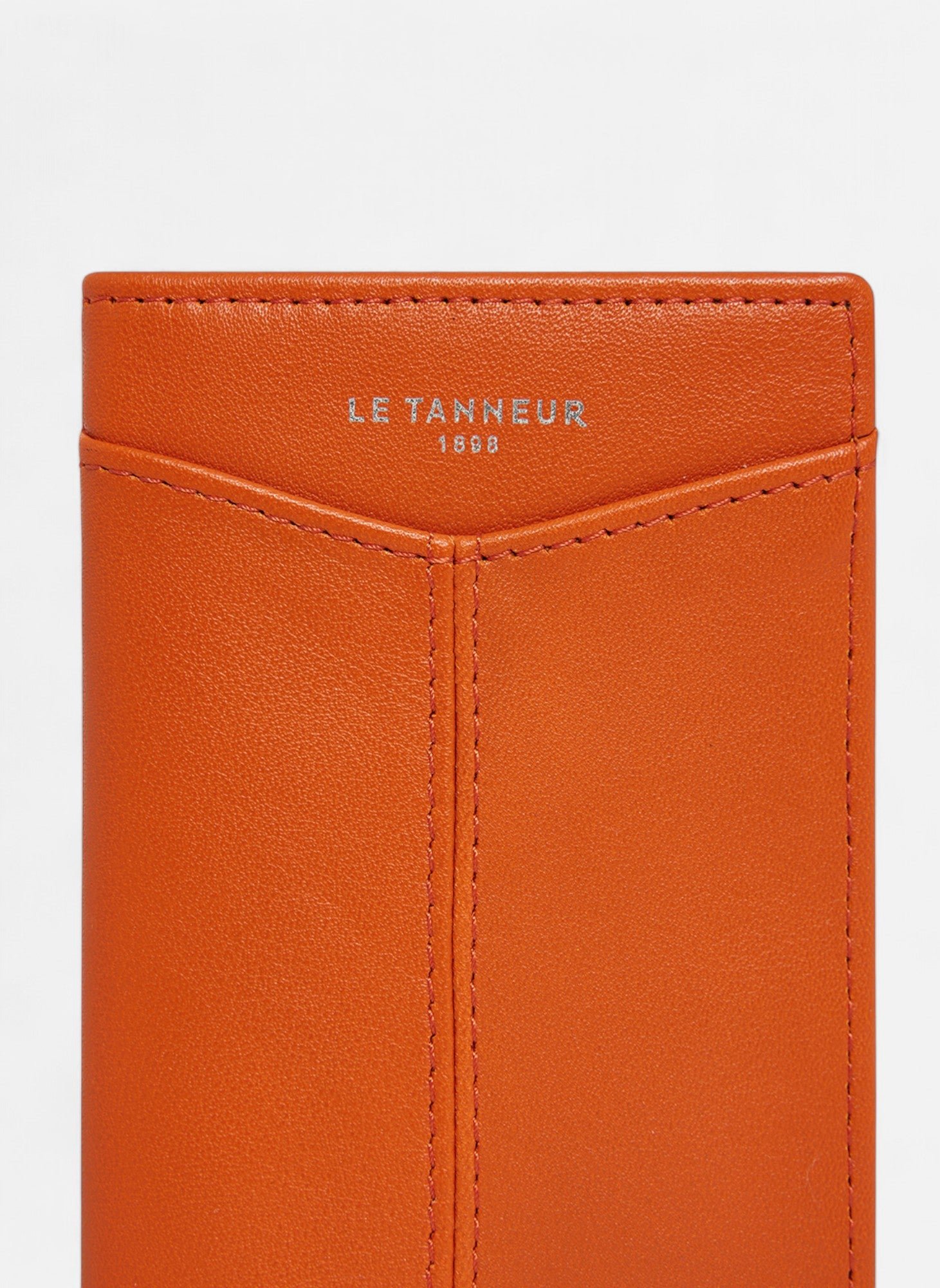 Porte cartes vertical charlotte en cuir lisse LE TANNEUR Orange