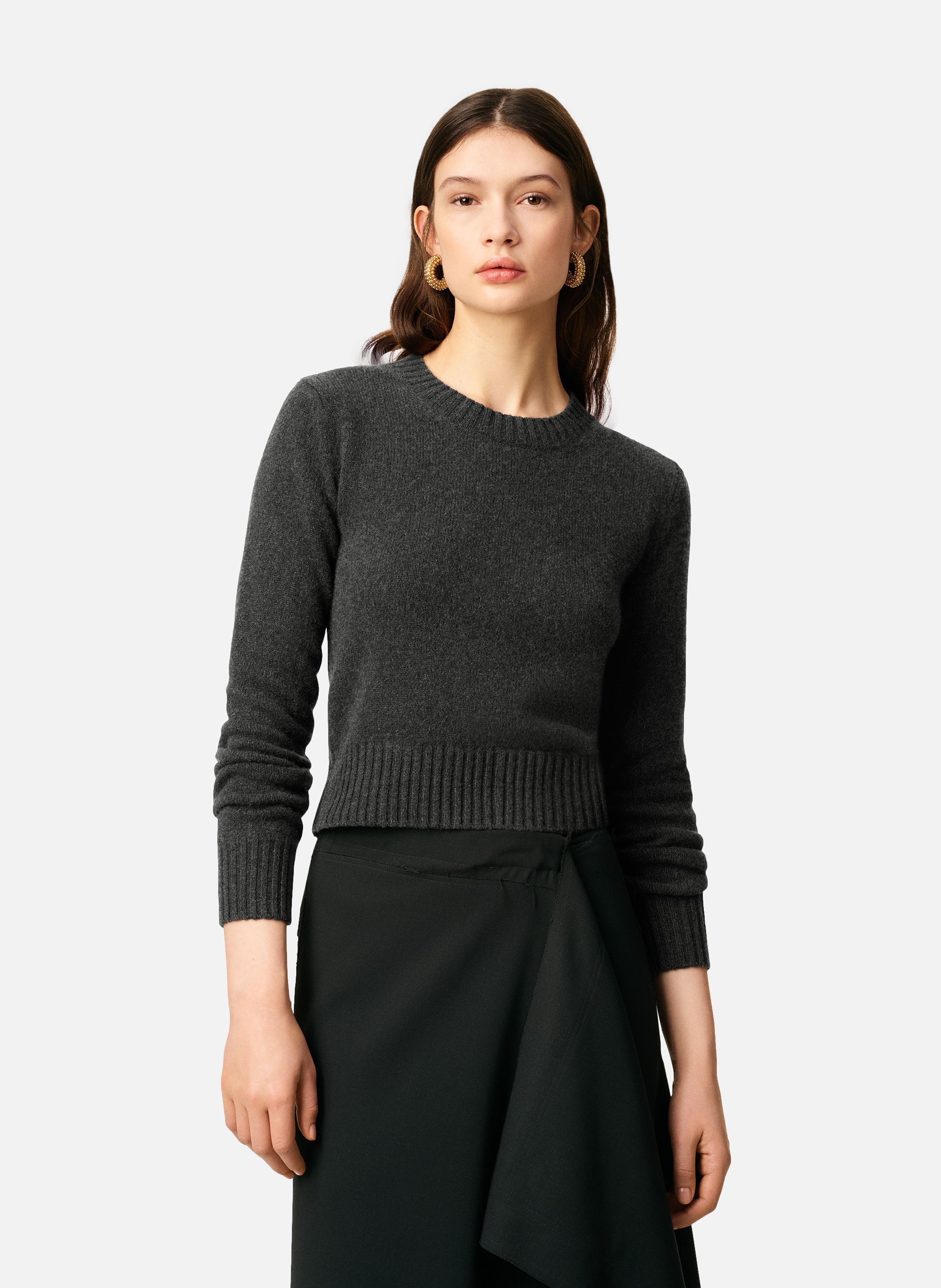 Pull col rond ami de coeur en cachemire AMI PARIS Gris