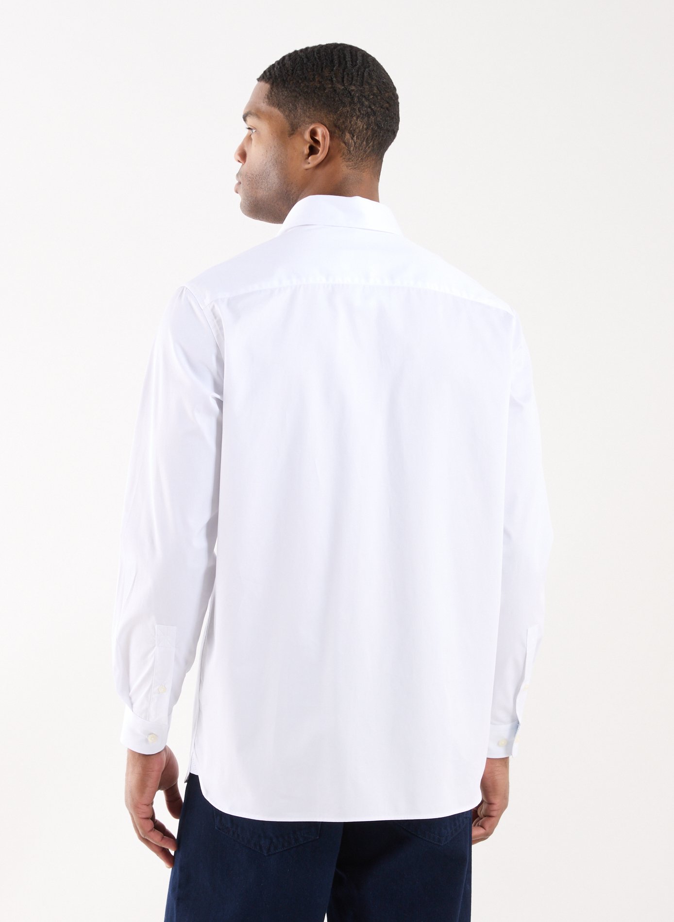 Navy straight cotton shirt AU PRINTEMPS PARIS White