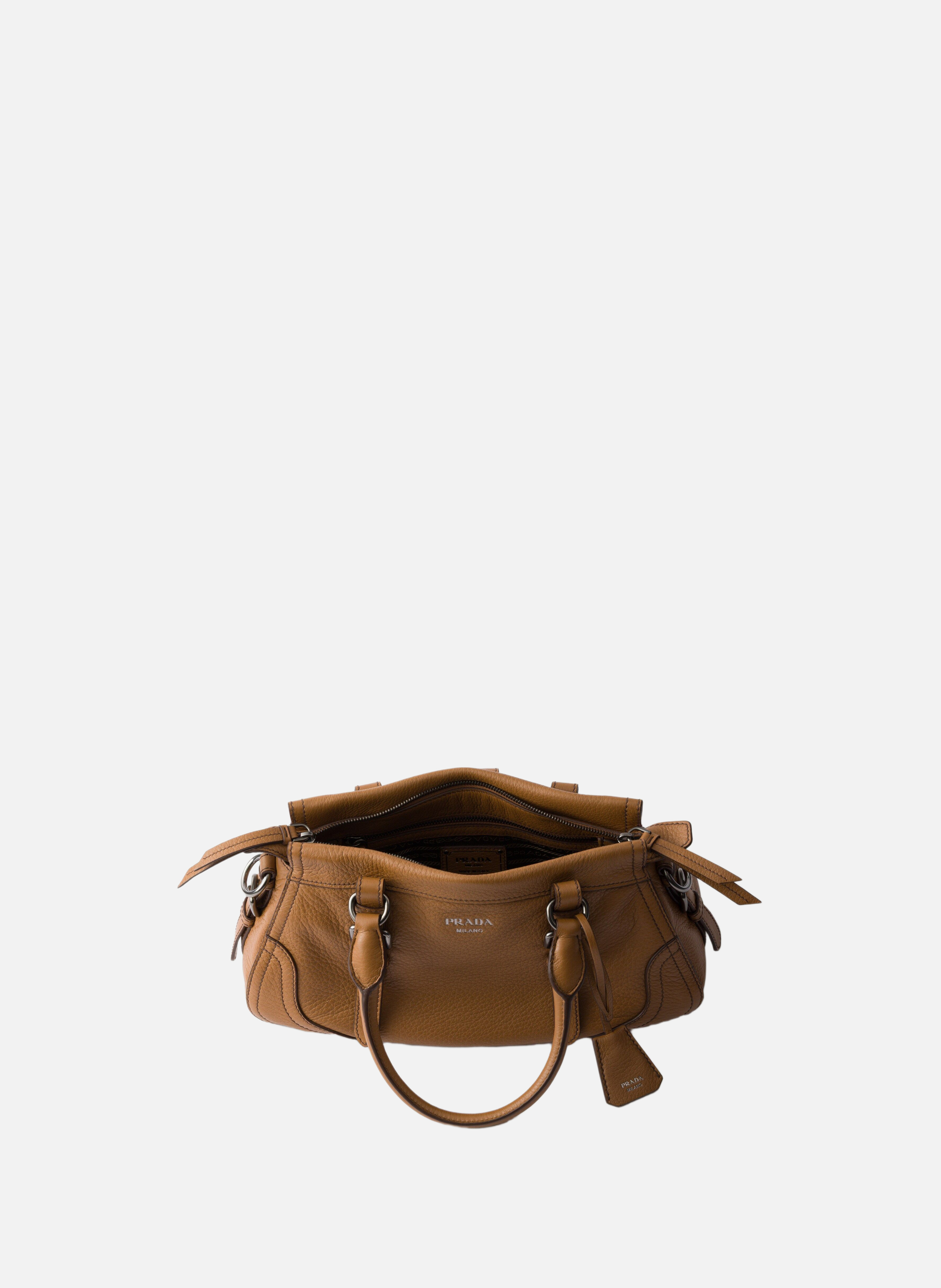 Grand cabas en cuir PRADA Marron