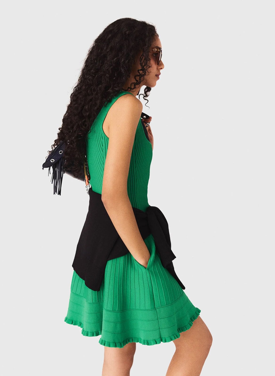 Robe courte cintrée à bretelles MAJE Vert