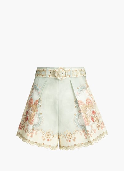 Short ample avec ceinture à motif ethnique femme noir Short ample avec ceinture à motif ethnique femme noir