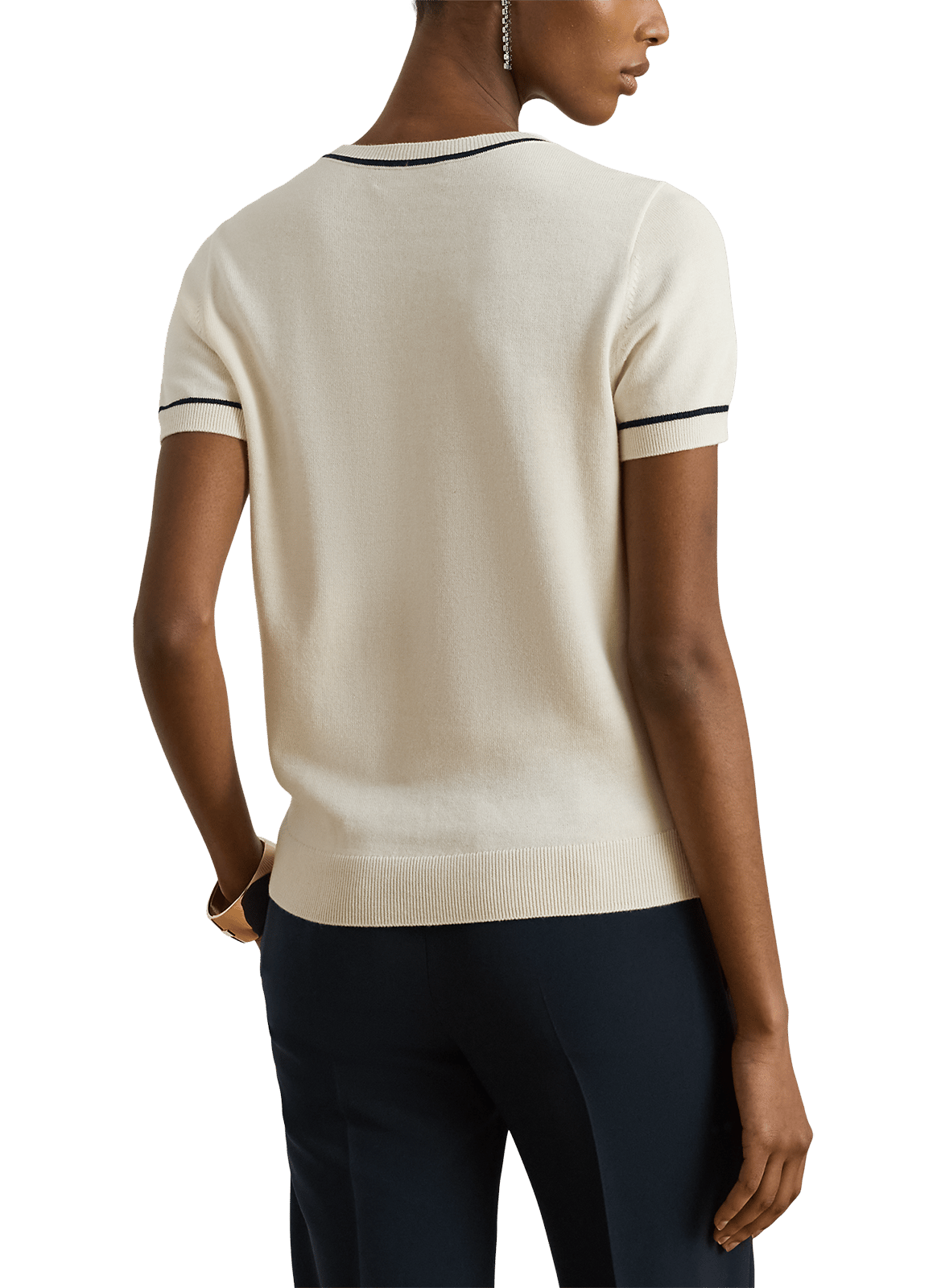 Short-sleeved cotton blend sweater LAUREN Beige