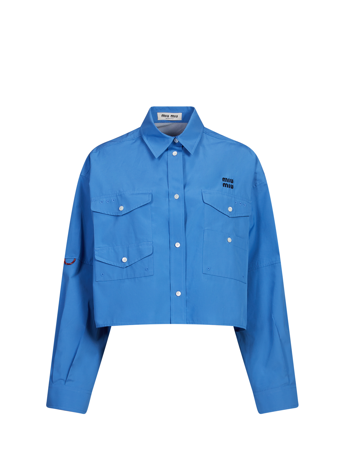 Chemise courte en coton MIU MIU Bleu