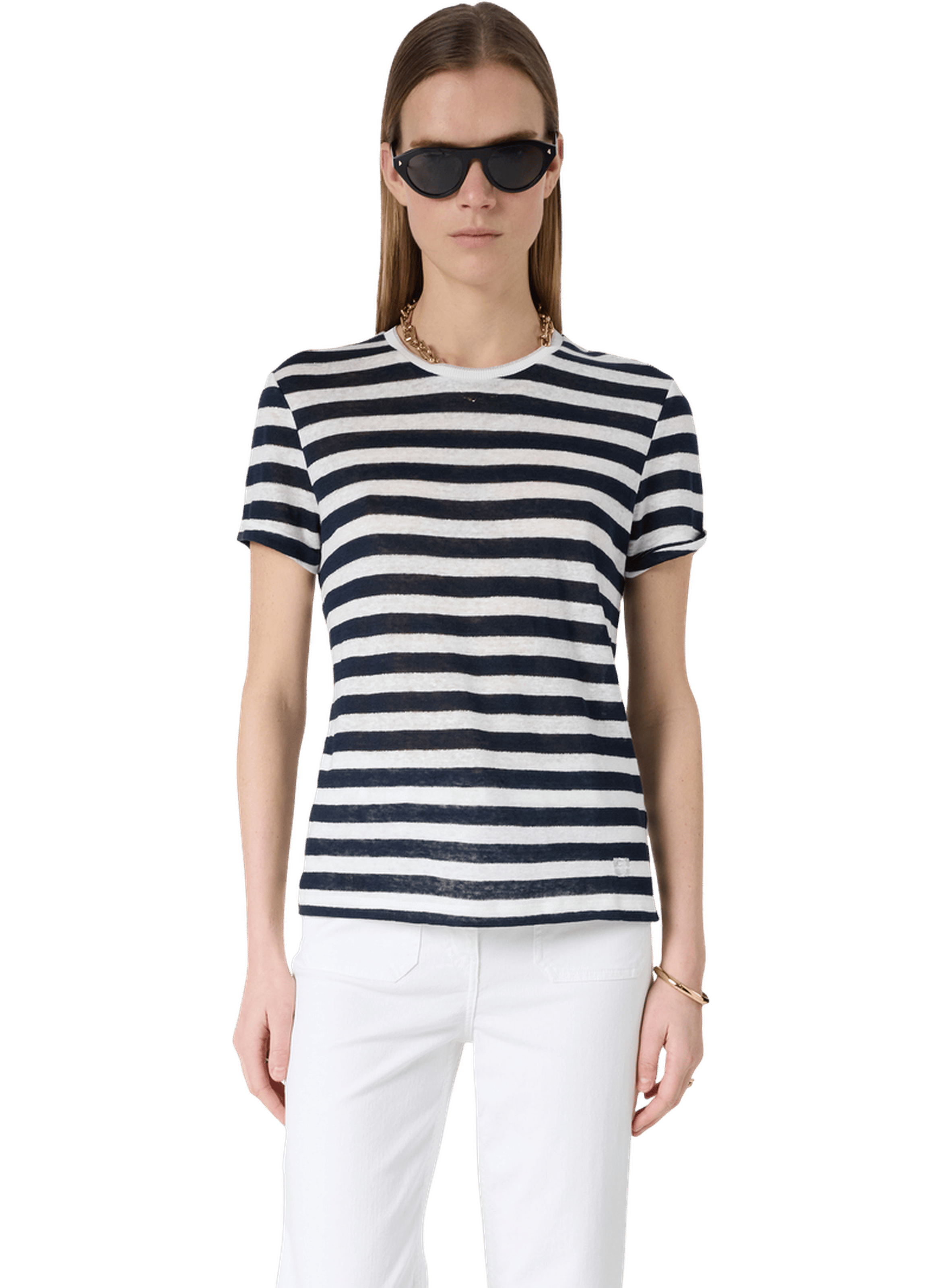 T-shirt rayé en lin et lurex - mellina GERARD DAREL Bleu