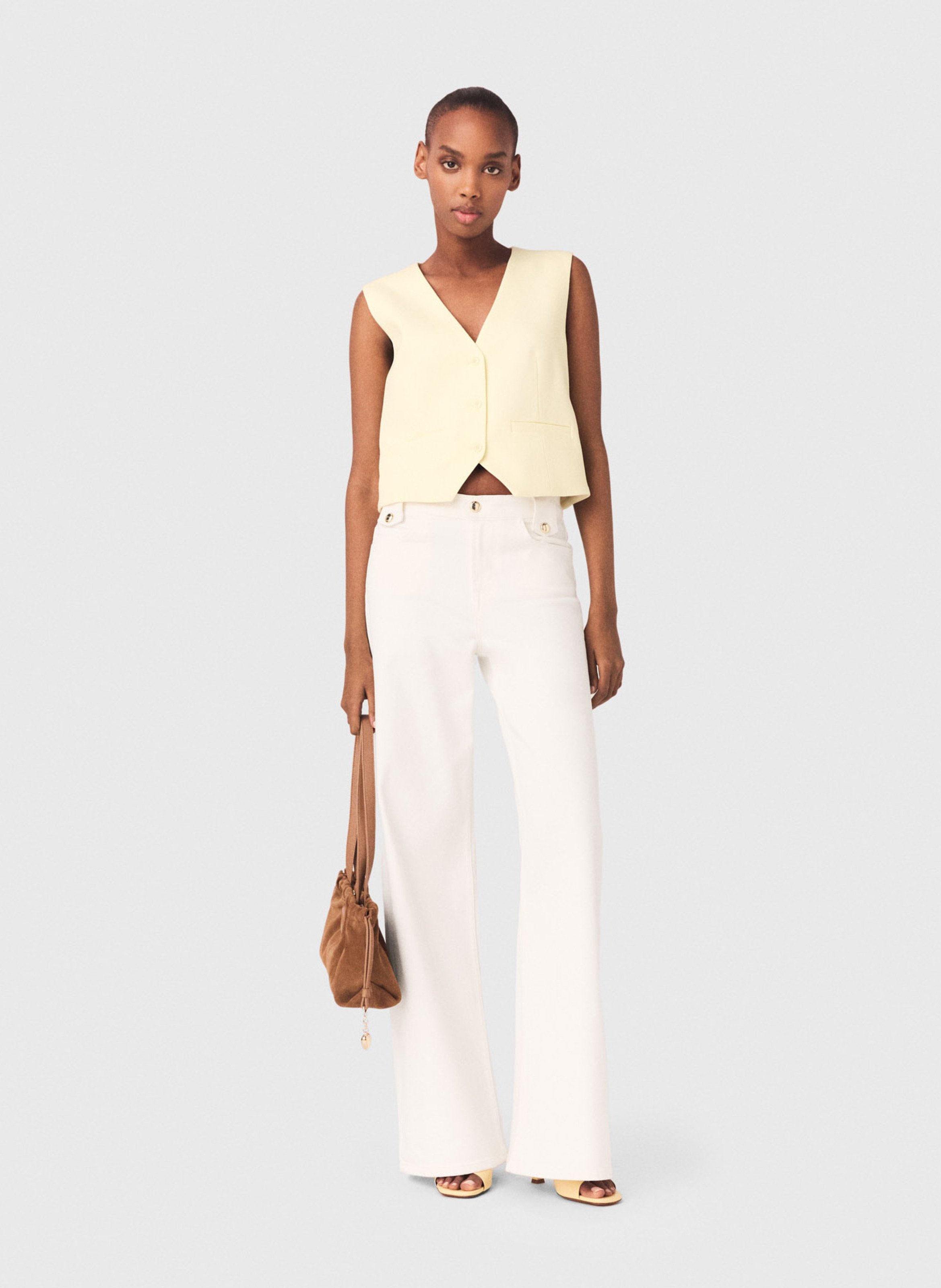 Gilet tailleur court sans manches MAJE Jaune