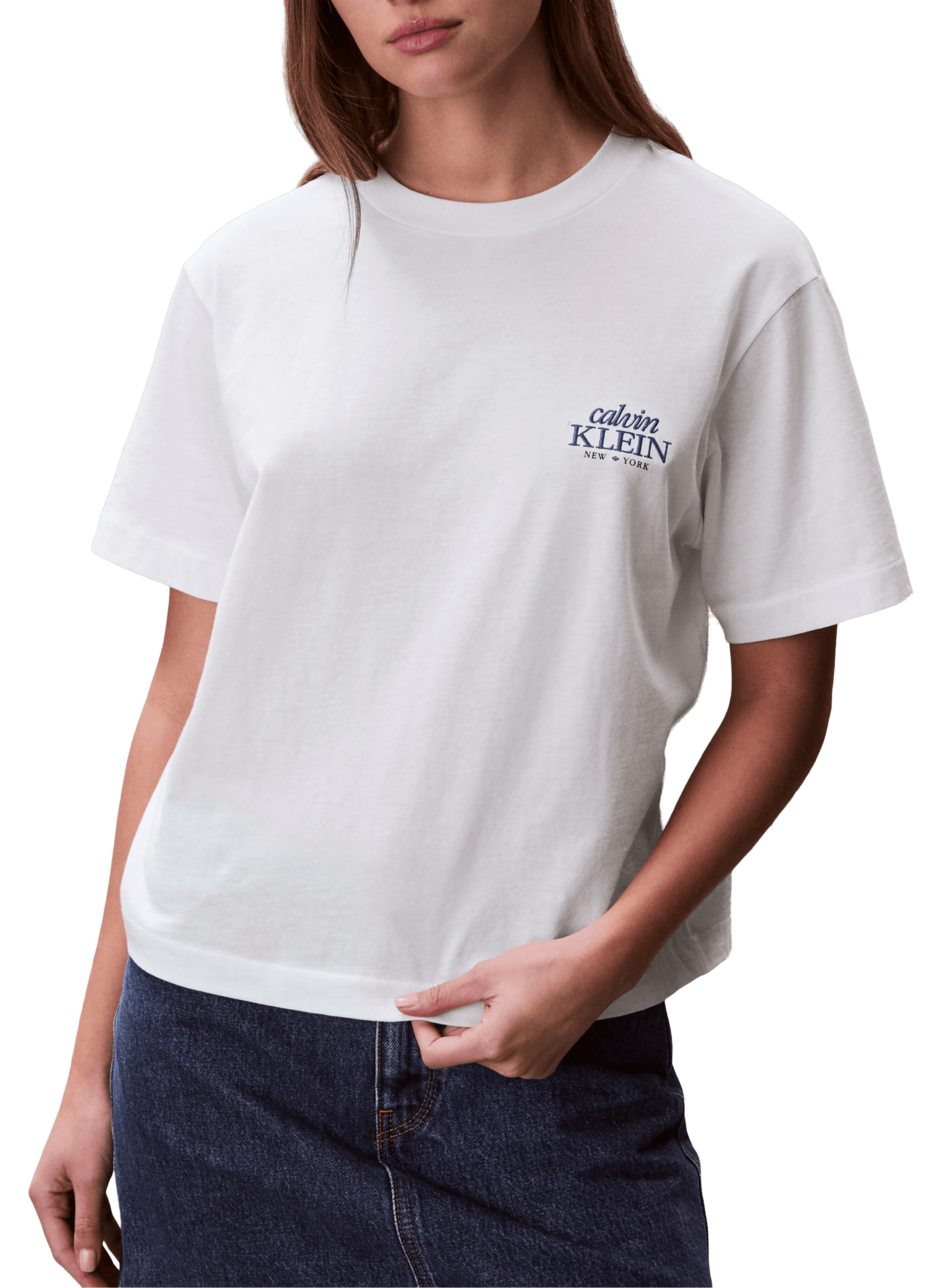 T-shirt col rond en coton CALVIN KLEIN Blanc