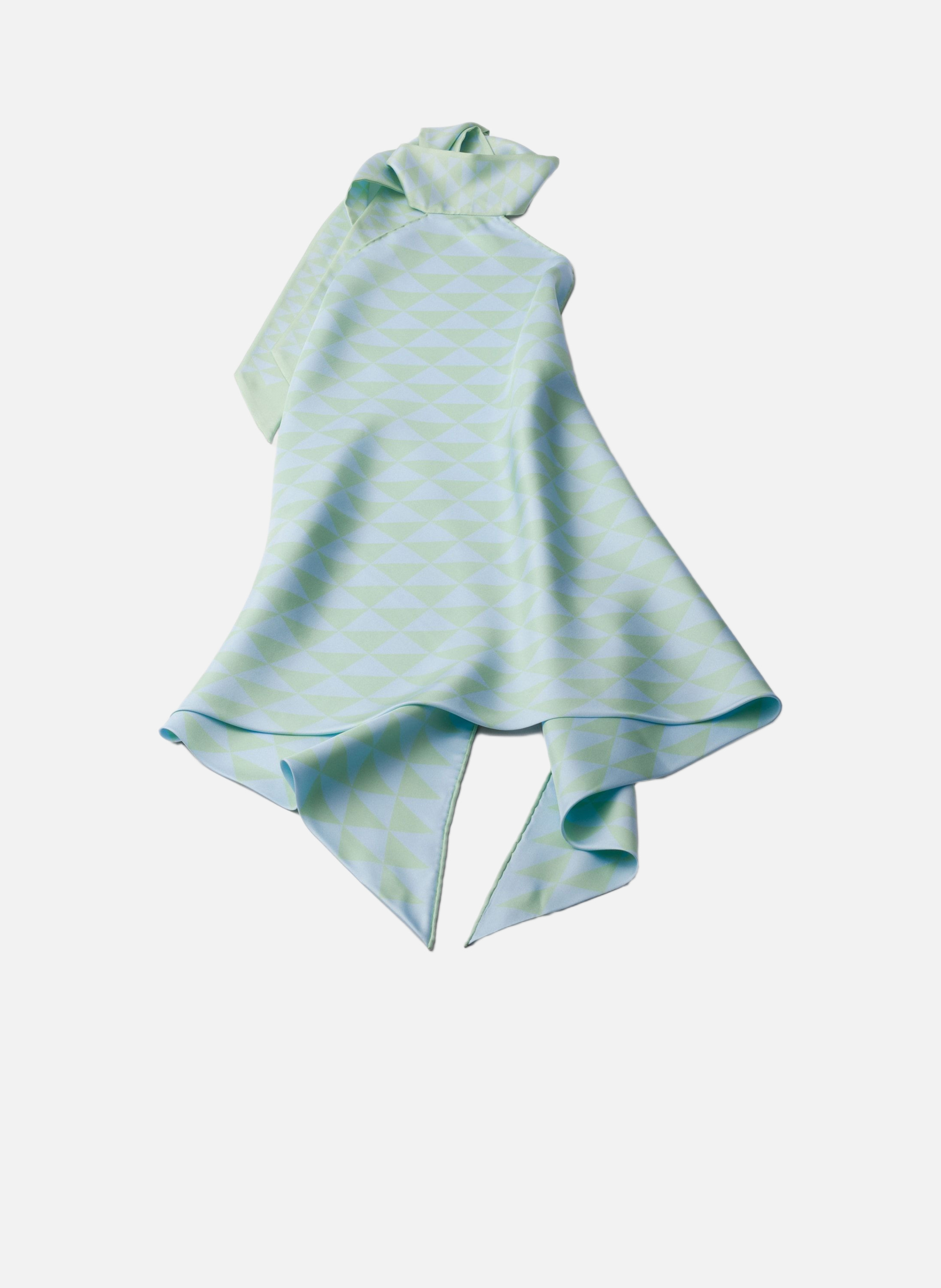 Top dos nu en sergé de soie imprimé PRADA Vert