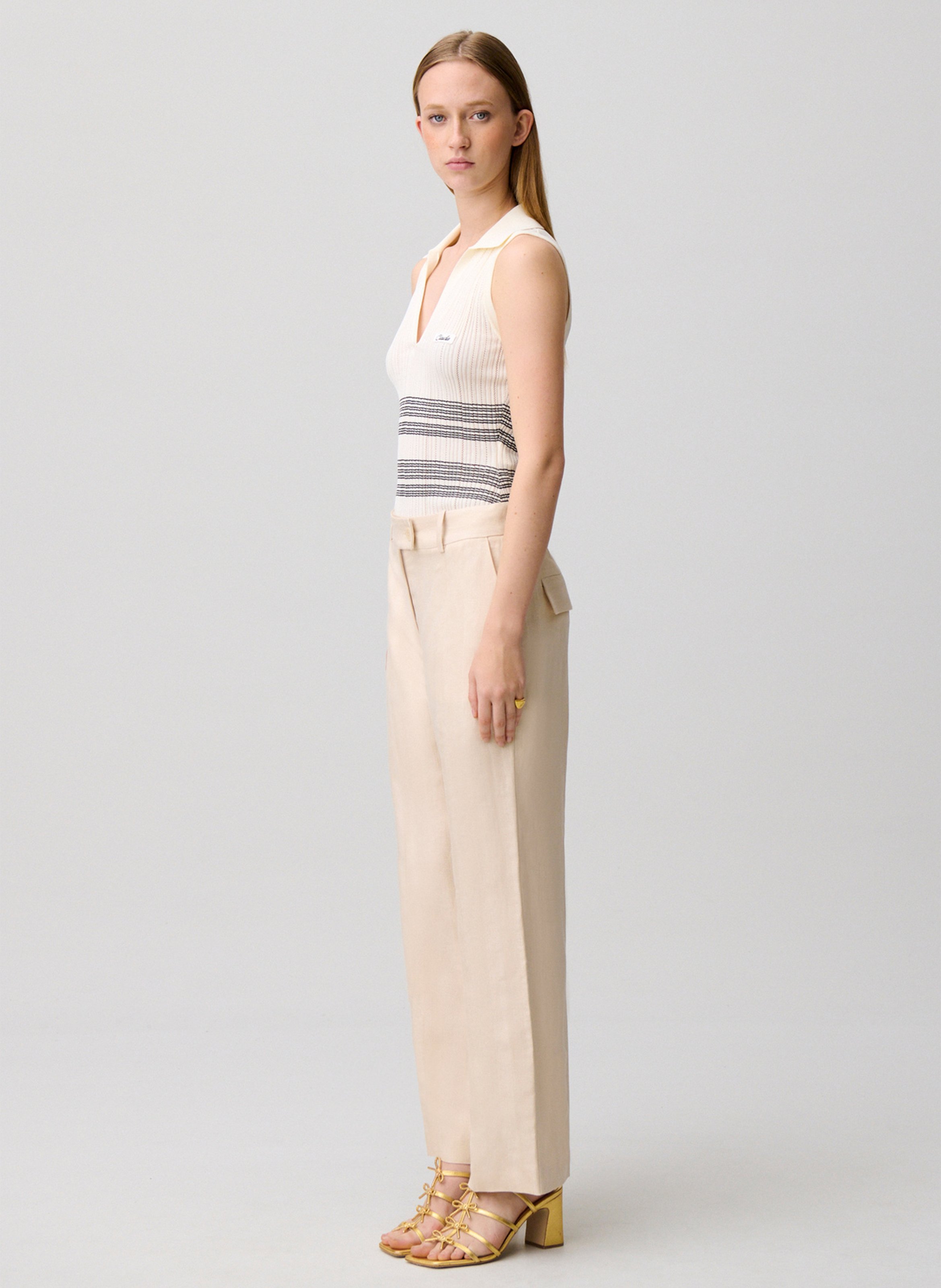 Pantalon tailleur droit uni CLAUDIE PIERLOT Beige