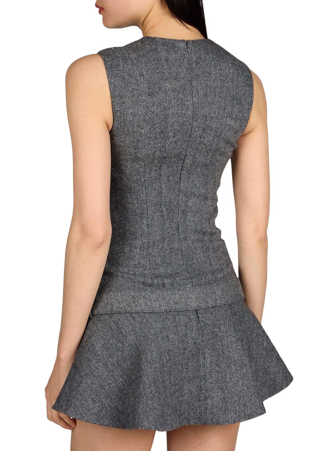Robe courte sans manches à chevrons SELF PORTRAIT Gris