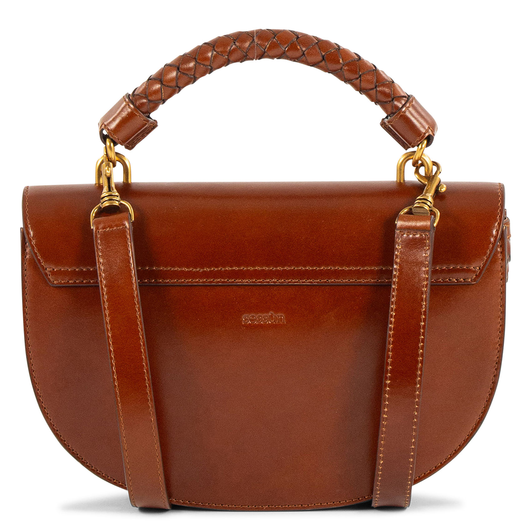 Sac bandoulière en cuir round tesoro SESSUN Marron