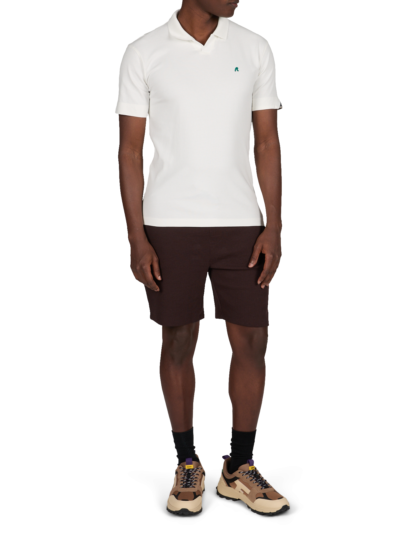 Short droit en coton piqué mélangé BOSS Marron