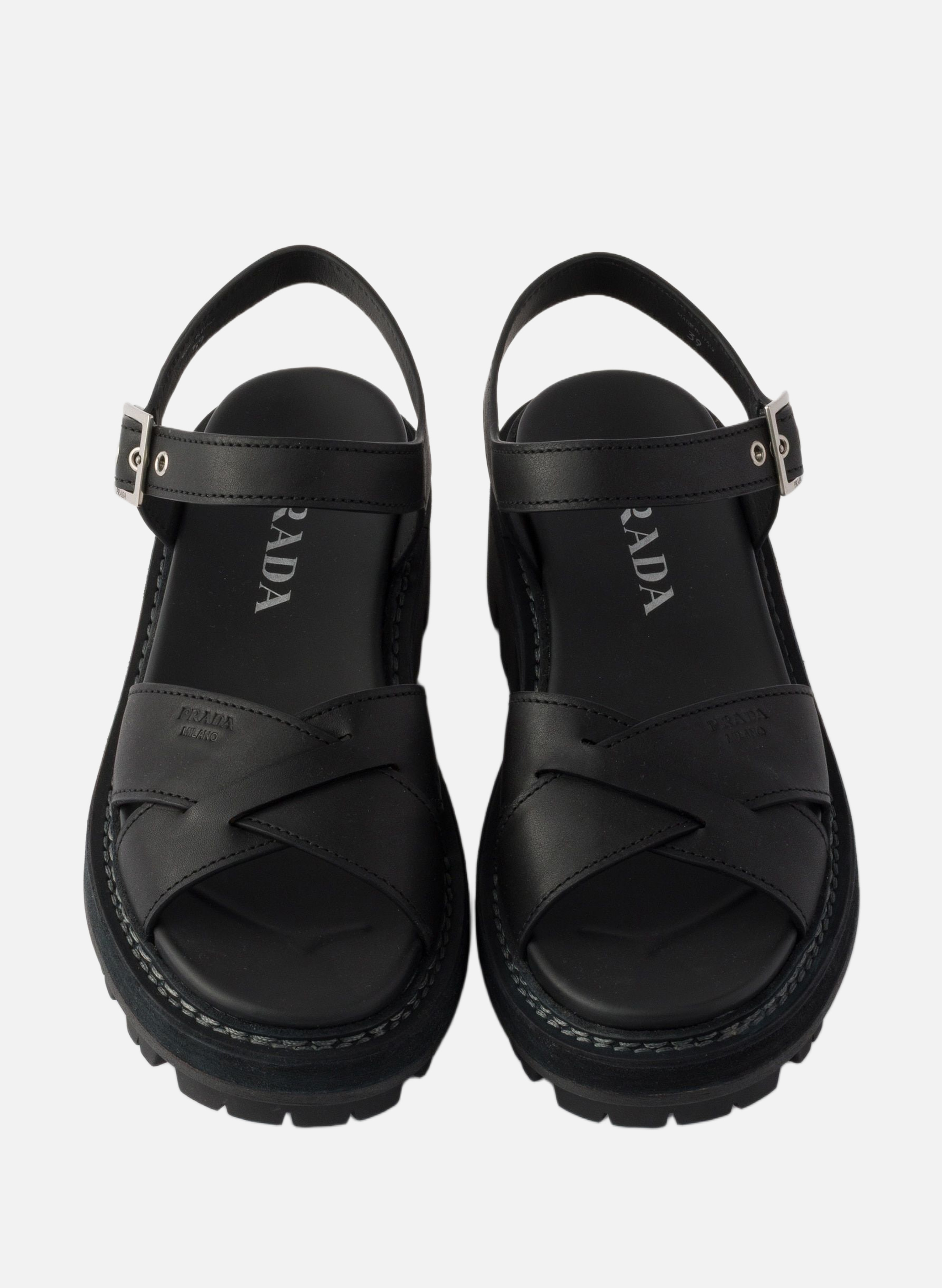 Sandales en cuir PRADA Noir