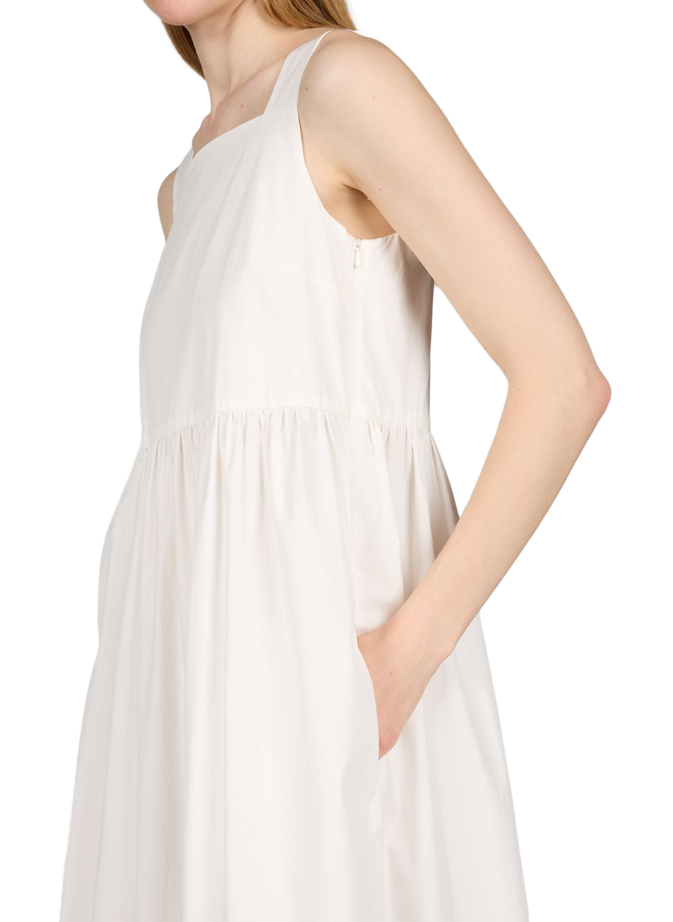 Long dress with square neckline in cotton MAX MARA WEEK END White