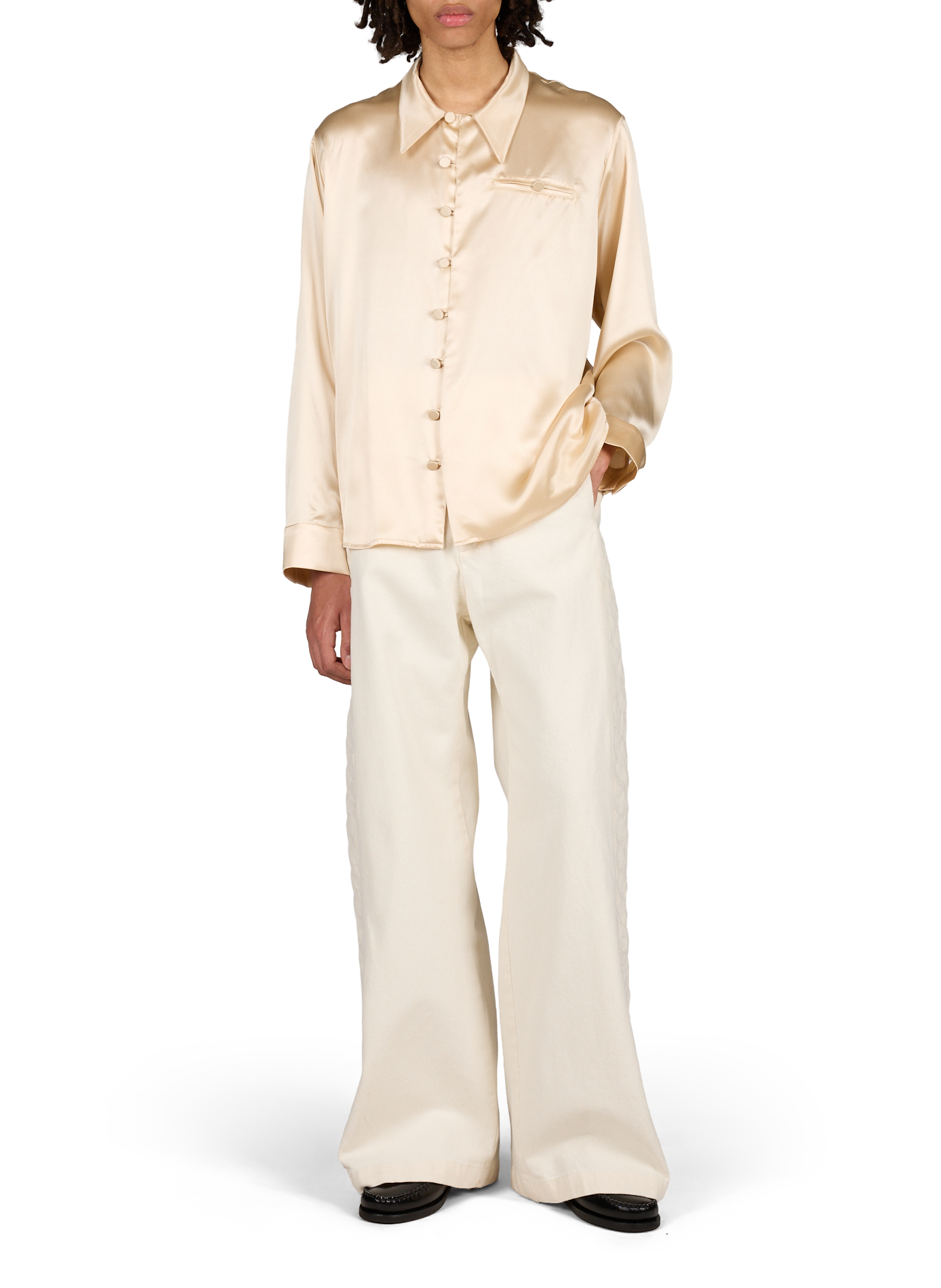 Chemise à manches longues en soie CAMPILLO Beige