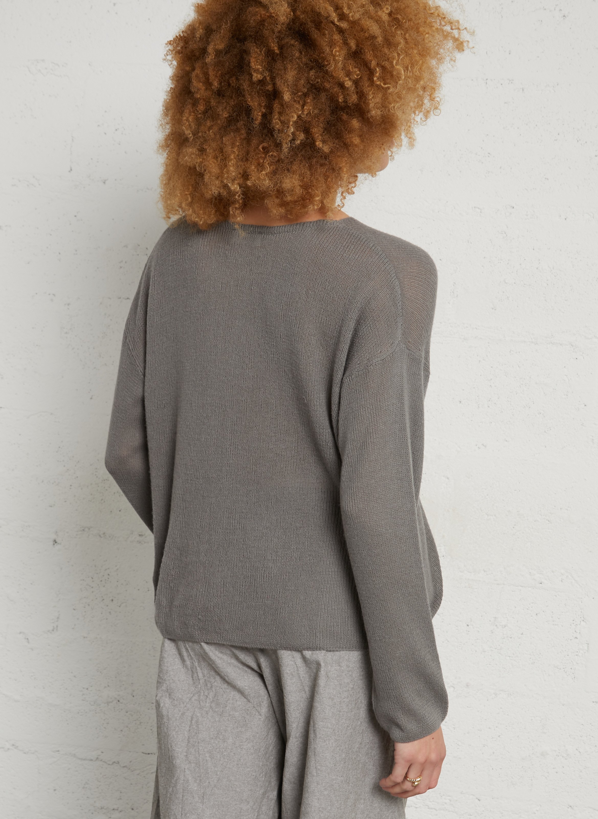 Pull oversize en coton et alpaga liucity AMERICAN VINTAGE Gris