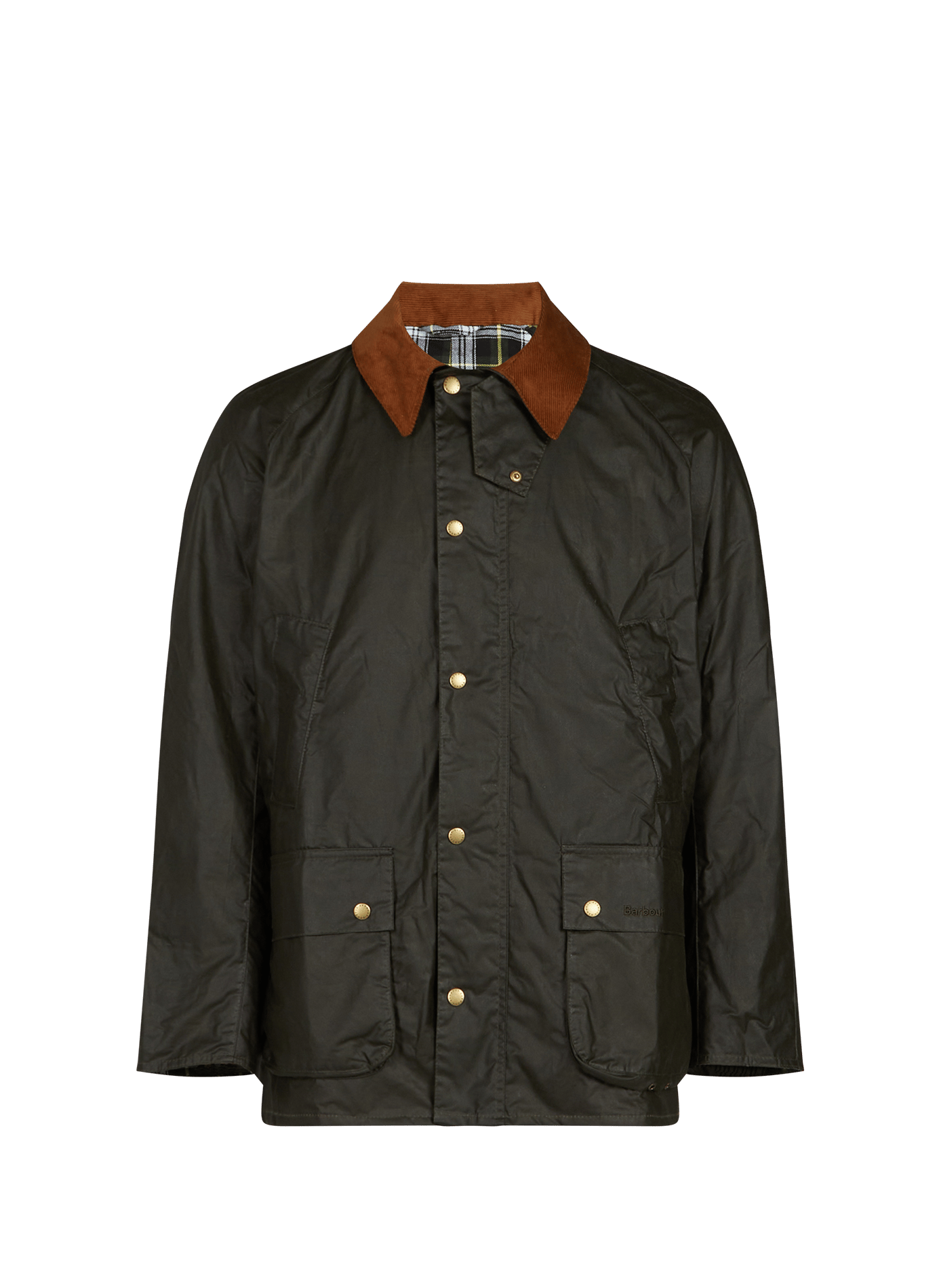 Giacca cerata con collo in velluto in cotone BARBOUR Kaki