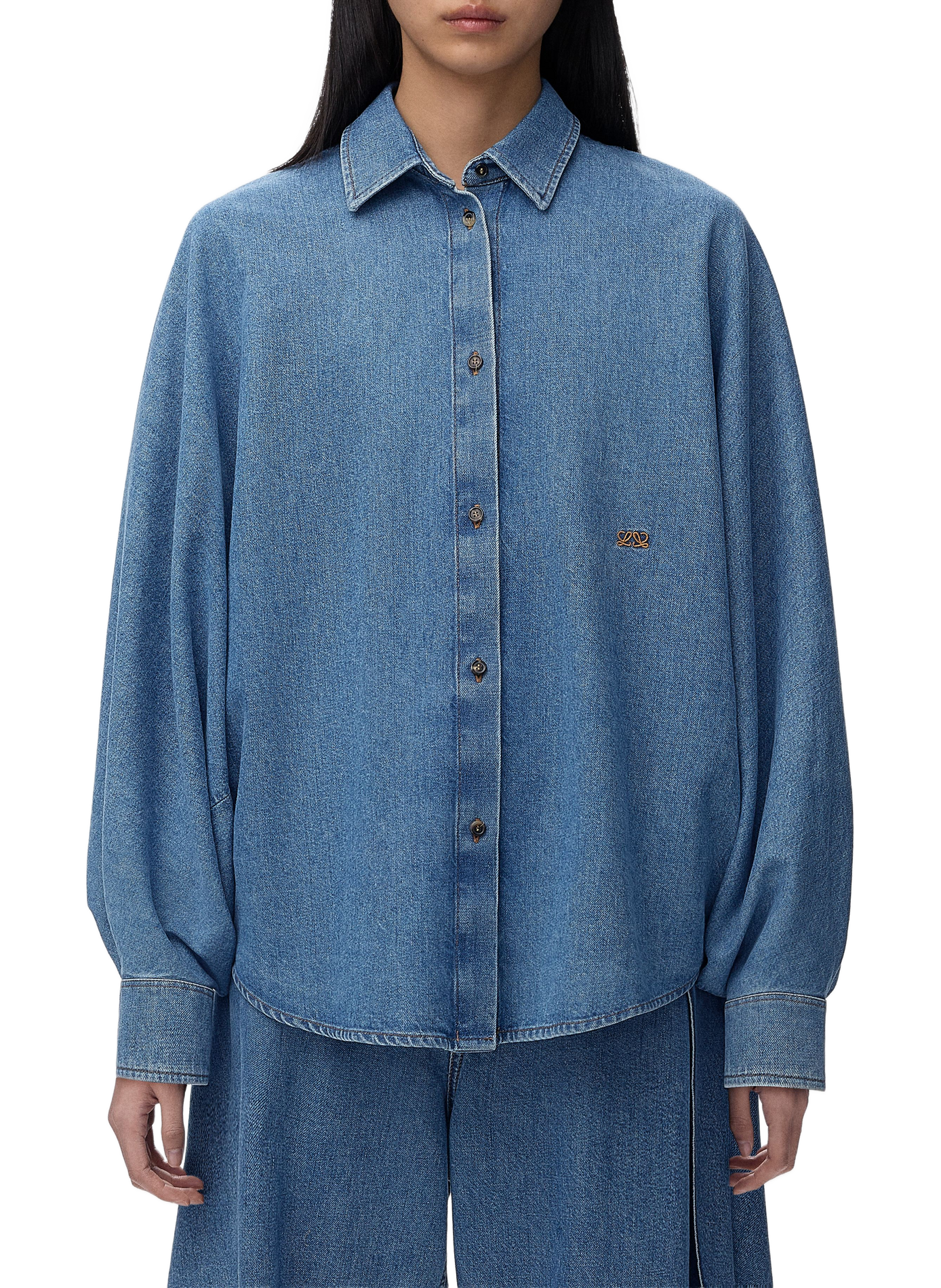 Washed cotton denim shirt LOEWE Blue