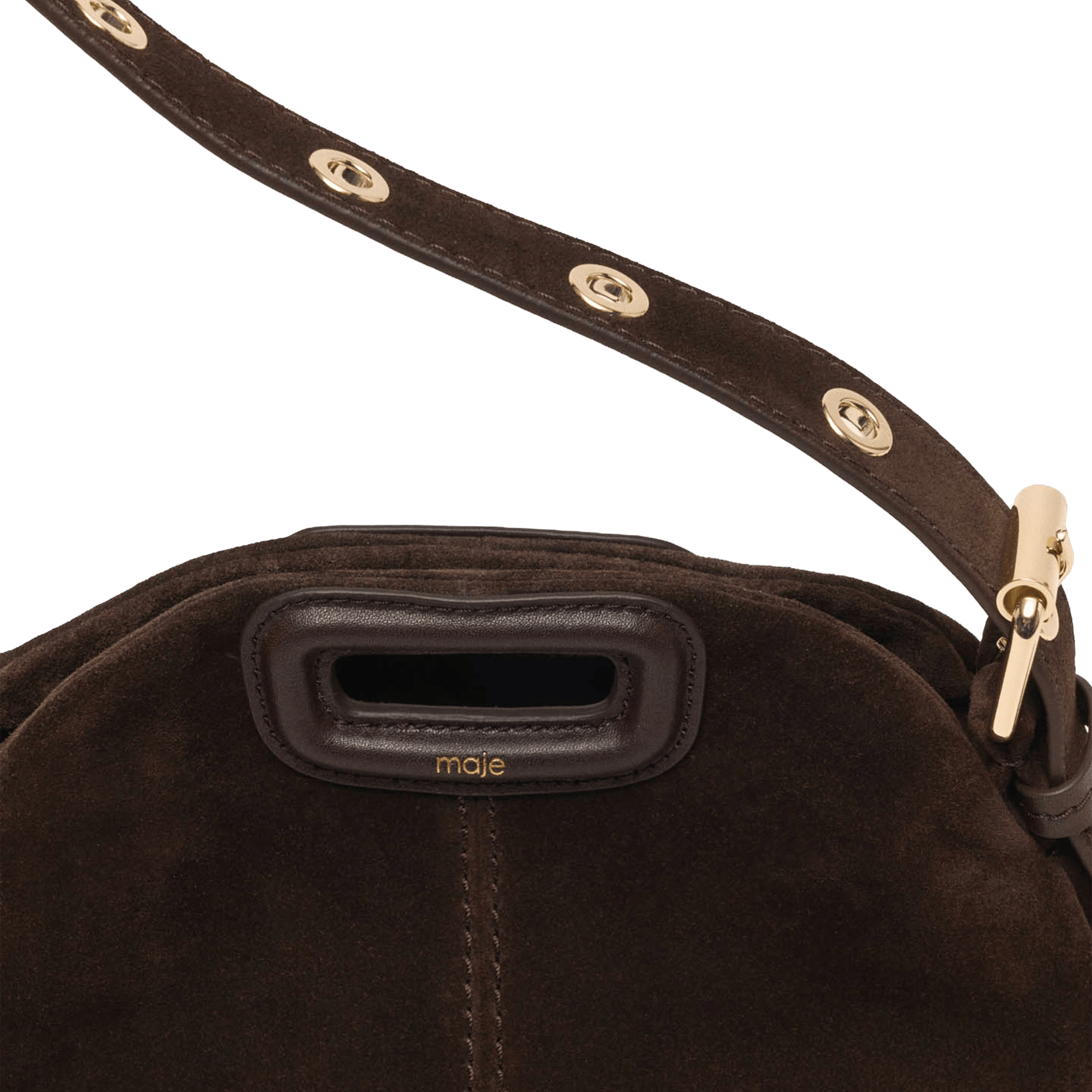 Sac bandoulière en cuir MAJE Marron