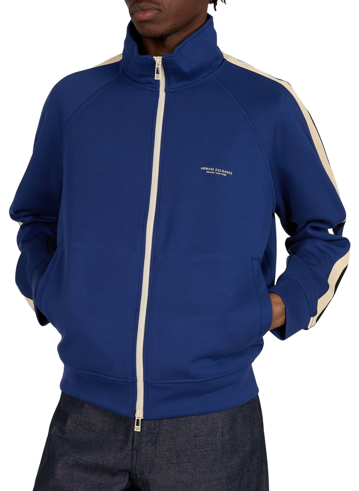 Lightweight jacket with high neck and logo ARMANI EXCHANGE Blue