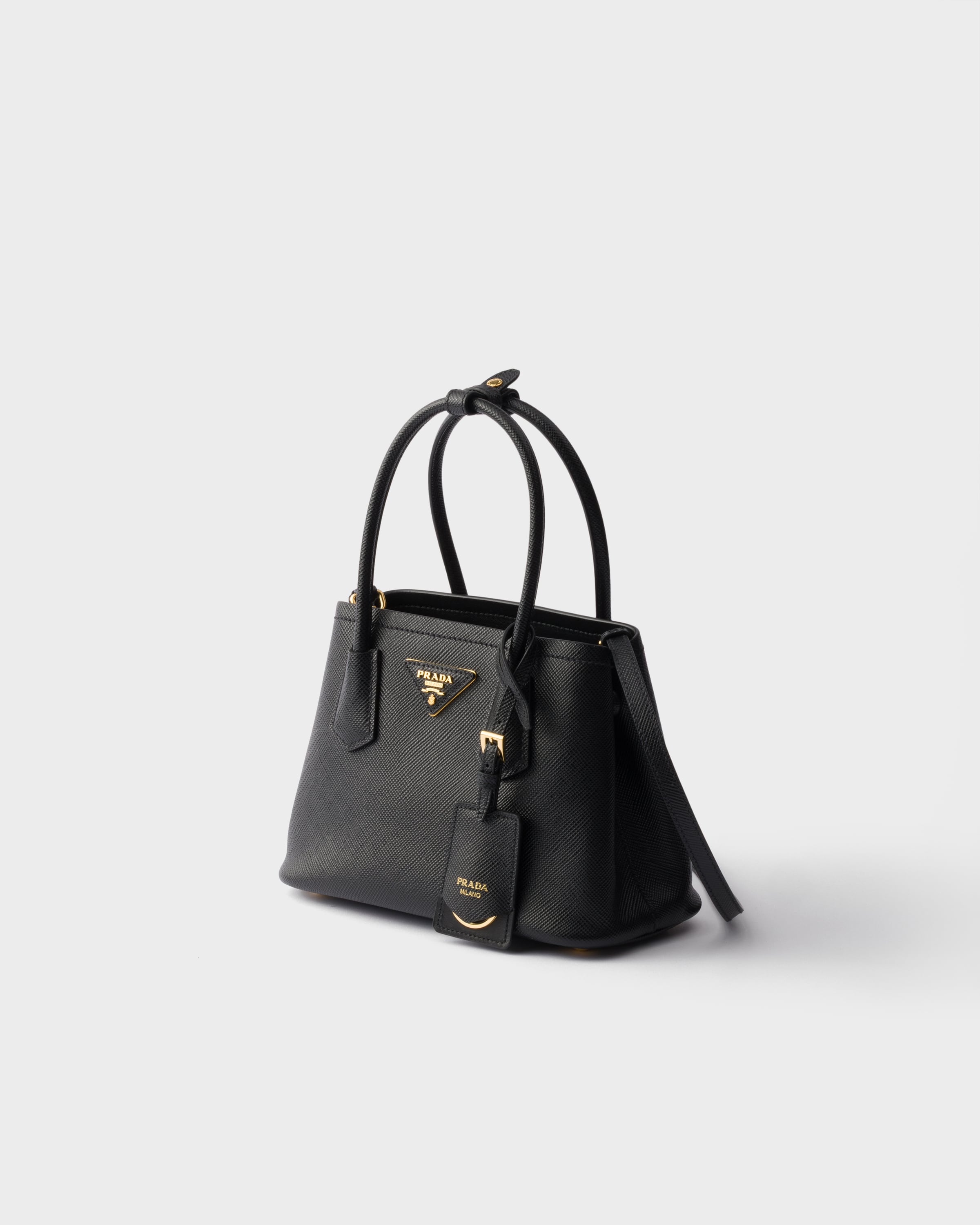Mini sac prada double en cuir saffiano PRADA Noir