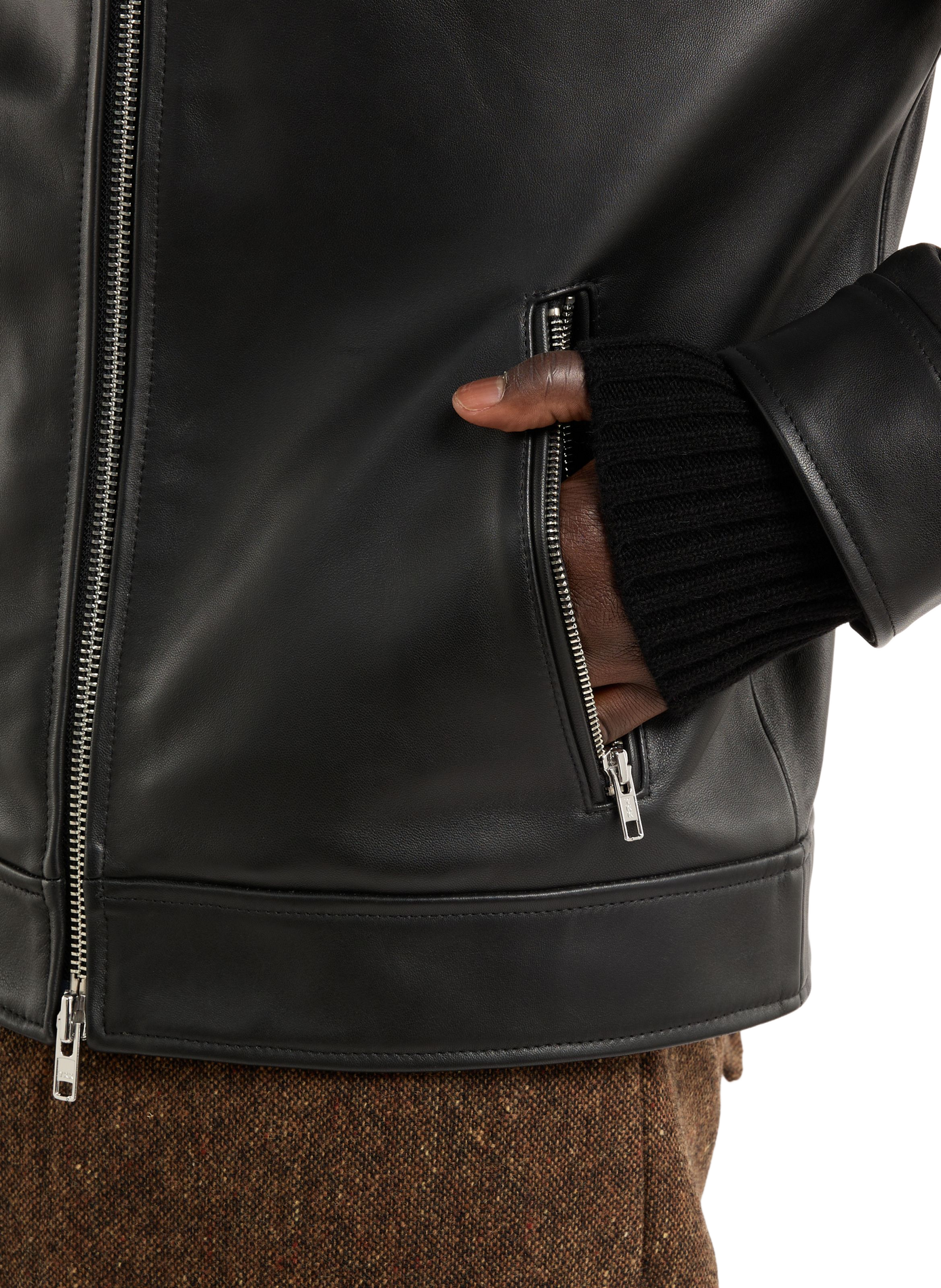 Blouson Fool col classique en cuir SAISON 1865 Noir