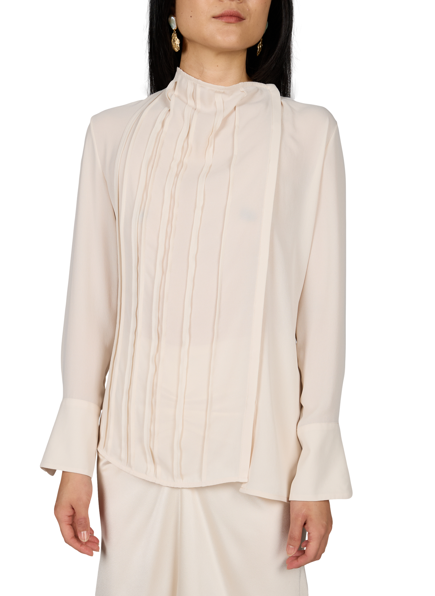 Blouse with asymmetric closure and hem VICTORIA BECKHAM Beige