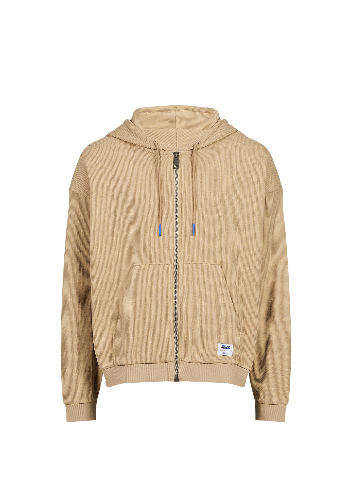 Sweatshirt droit à capuche en coton mélangé HUGO BLUE Beige