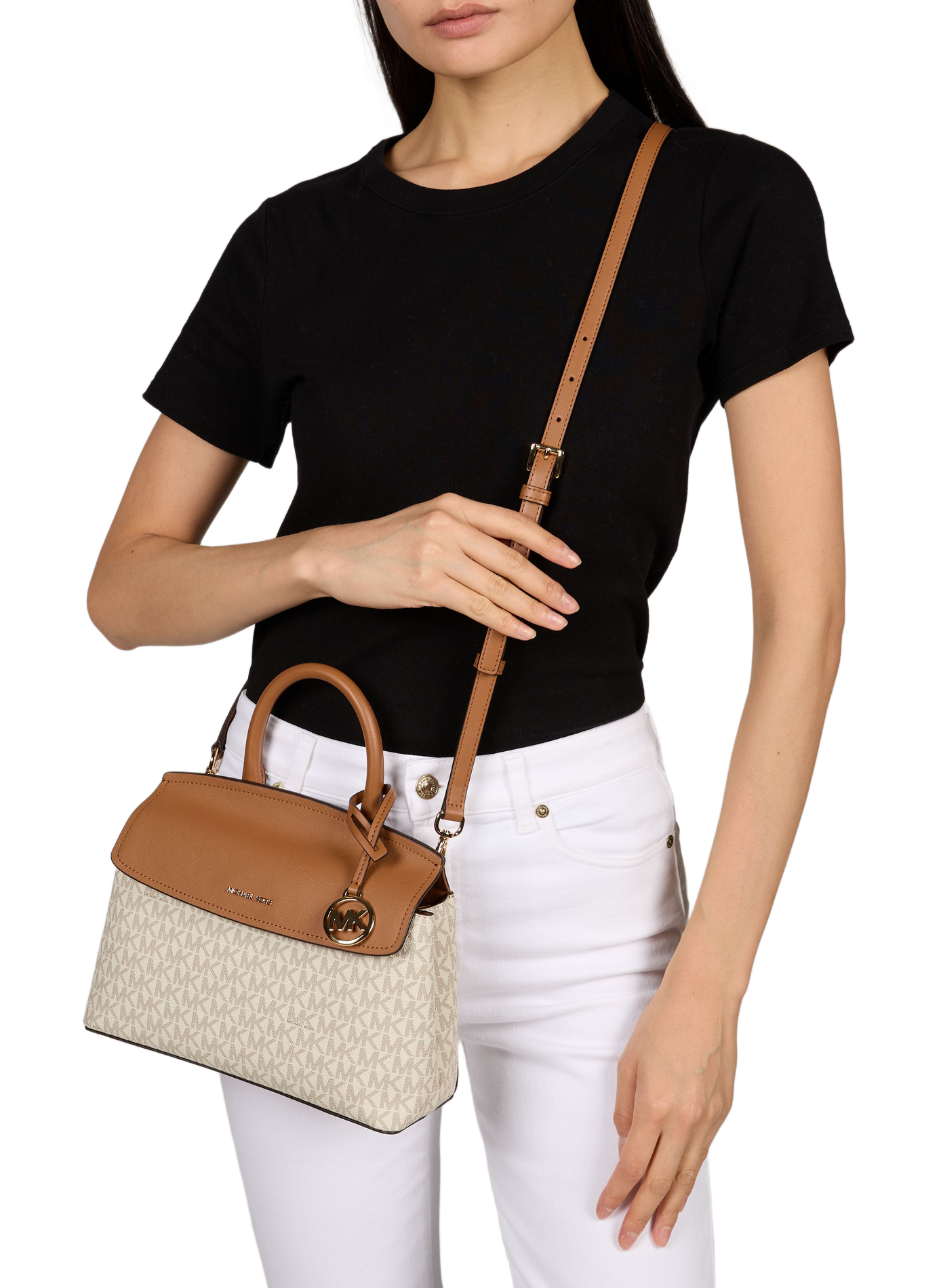 Textured Landry logo print handbag MICHAEL KORS Beige