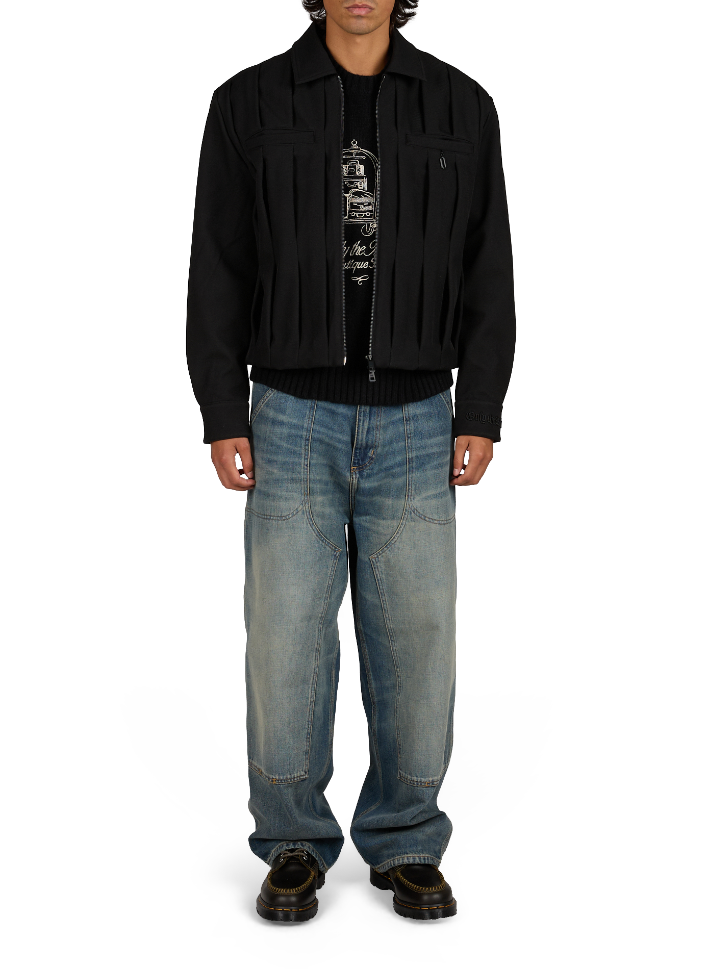 Oversized jacket with classic collar ONLY THE BLIND Black