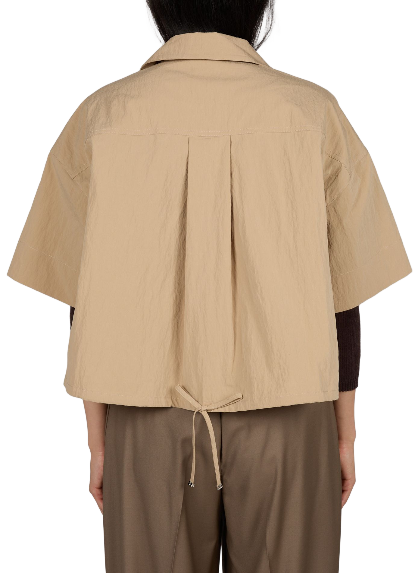 Short-sleeved shirt in blended cotton GANNI Beige