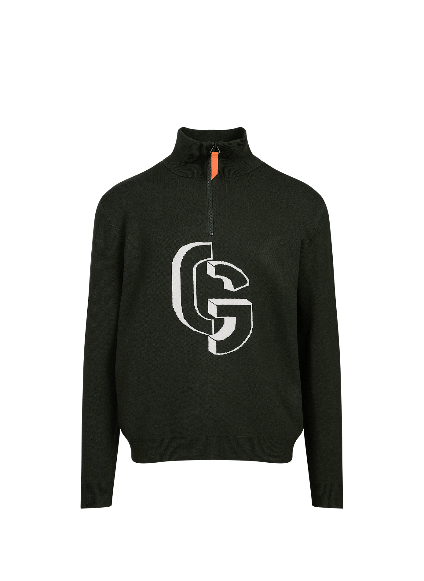Gerader Pullover mit Muster und Stehkragen mit Reißverschluss GERTRUDE Grun