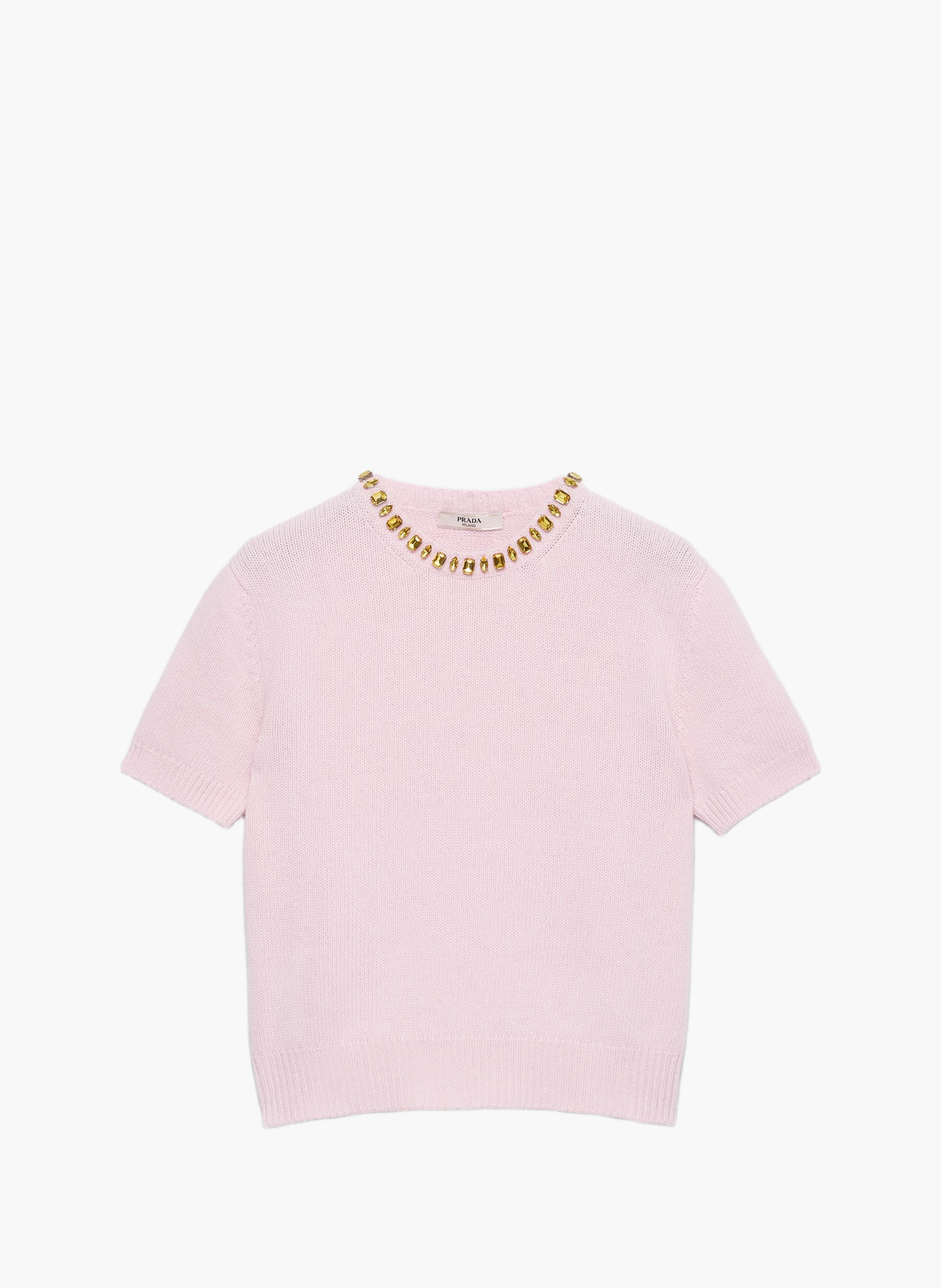 Pull à col rond en laine et cachemire PRADA Rose
