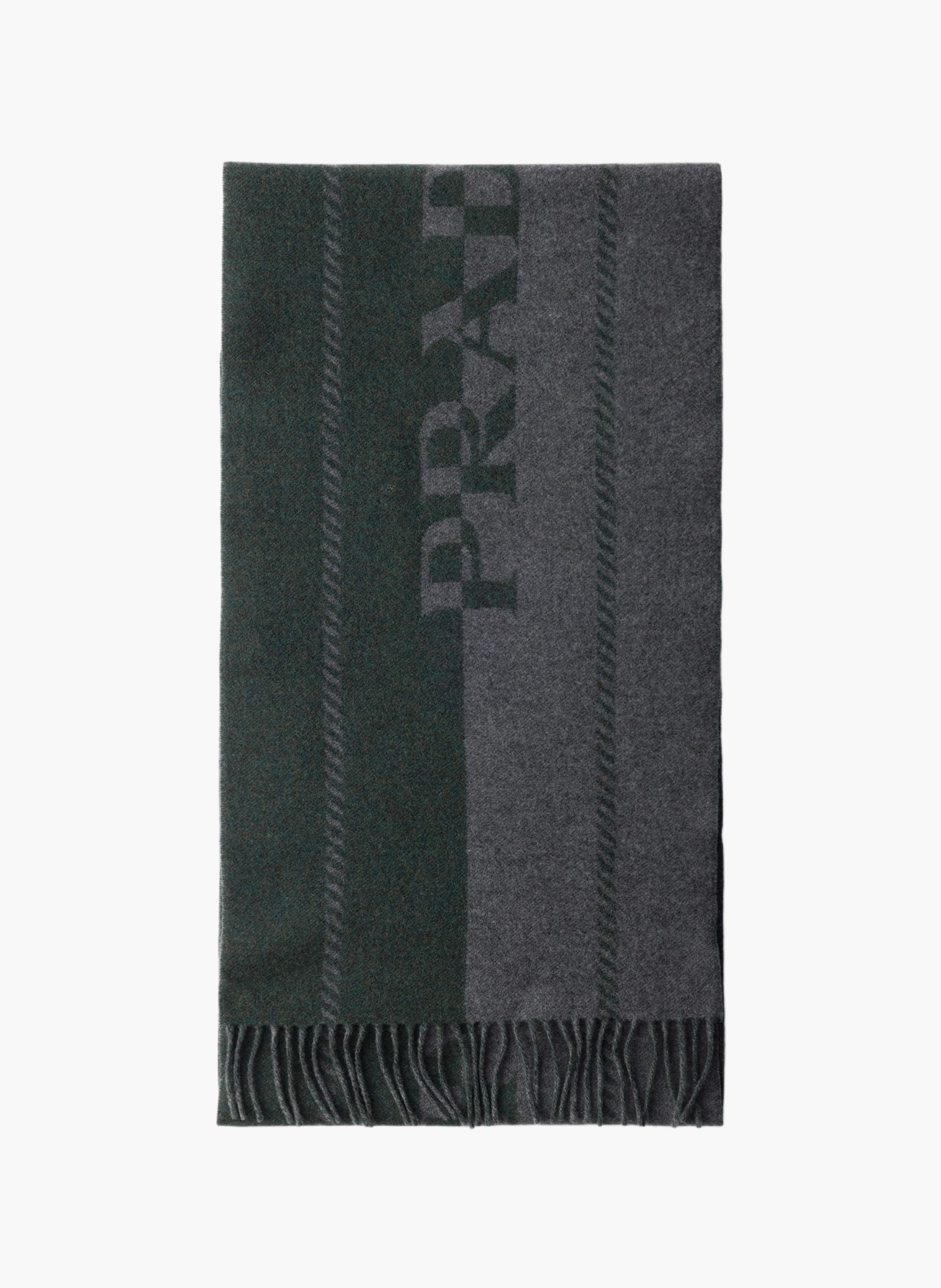 Petite écharpe en laine avec logo jacquard PRADA Gris