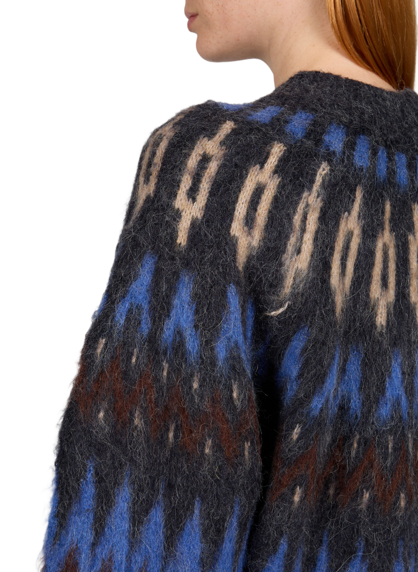 Strickjacke mit Reißverschluss und Muster OBJECT Blau