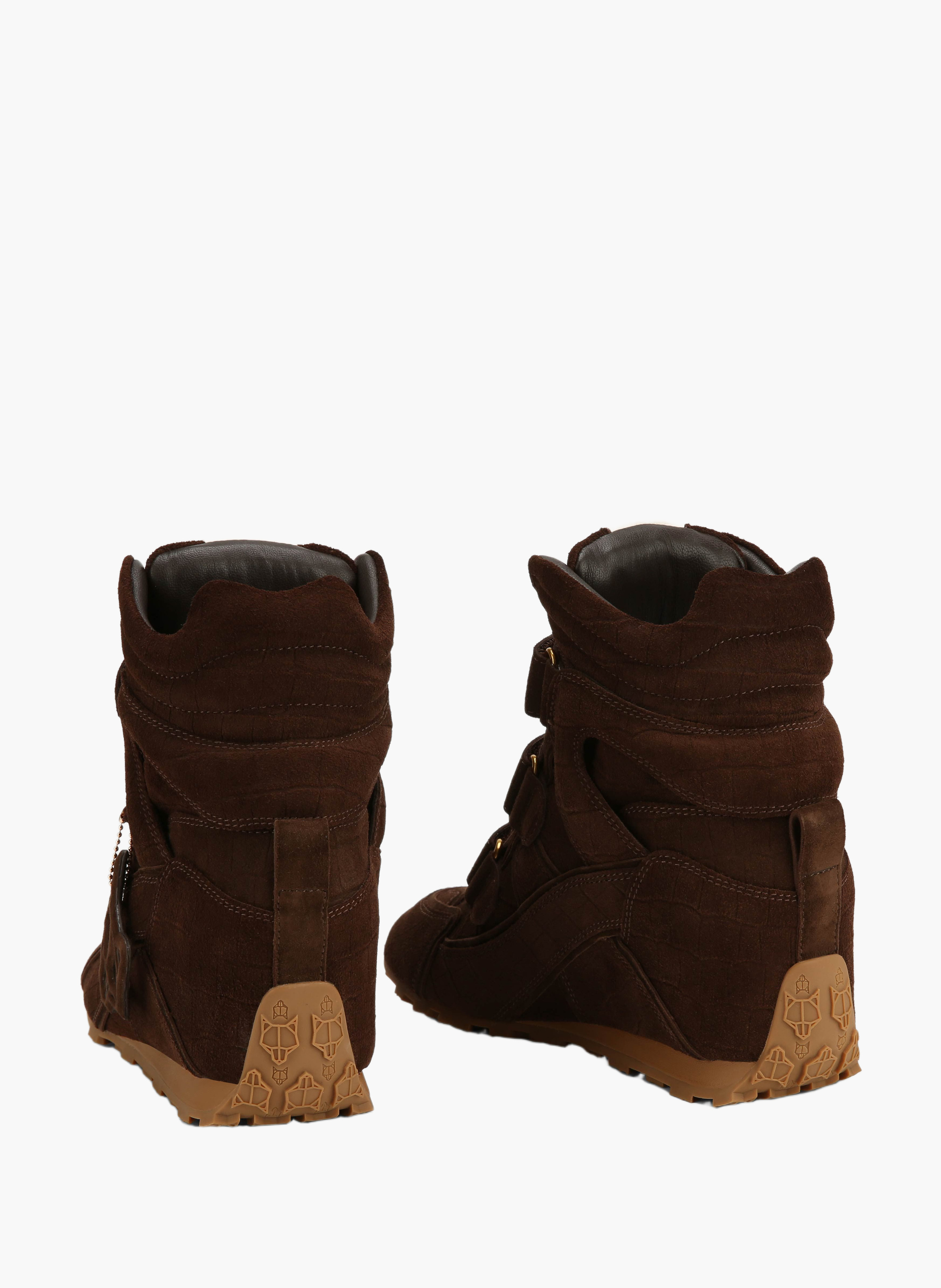 Element sneakers van suède met krokodillenprint NAKED WOLFE Bruin