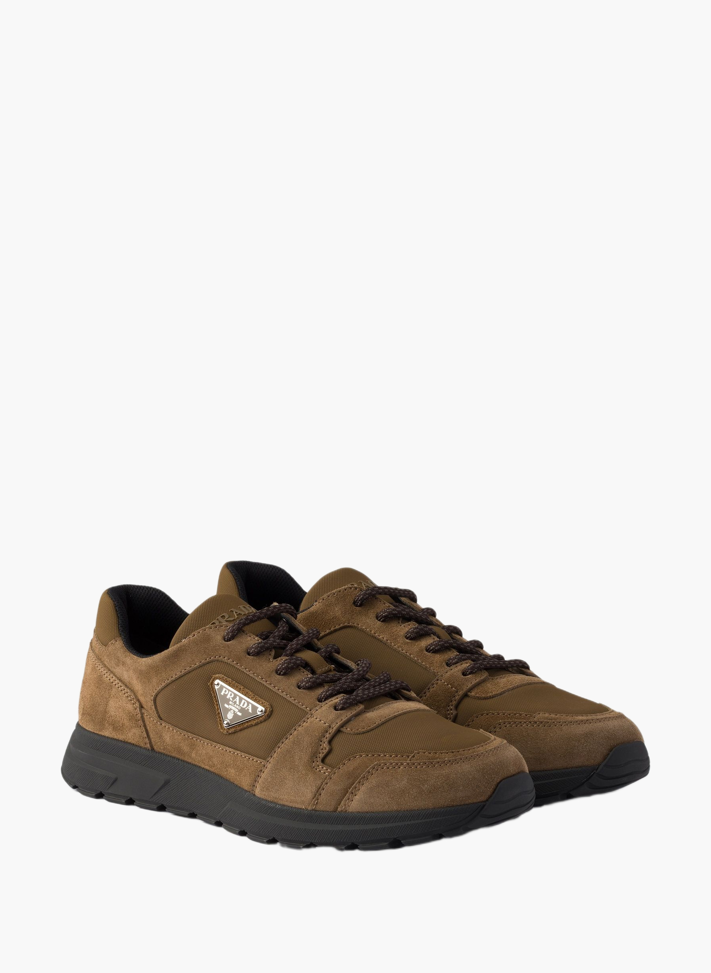 Sneakers prax en daim et re-nylon PRADA Marron