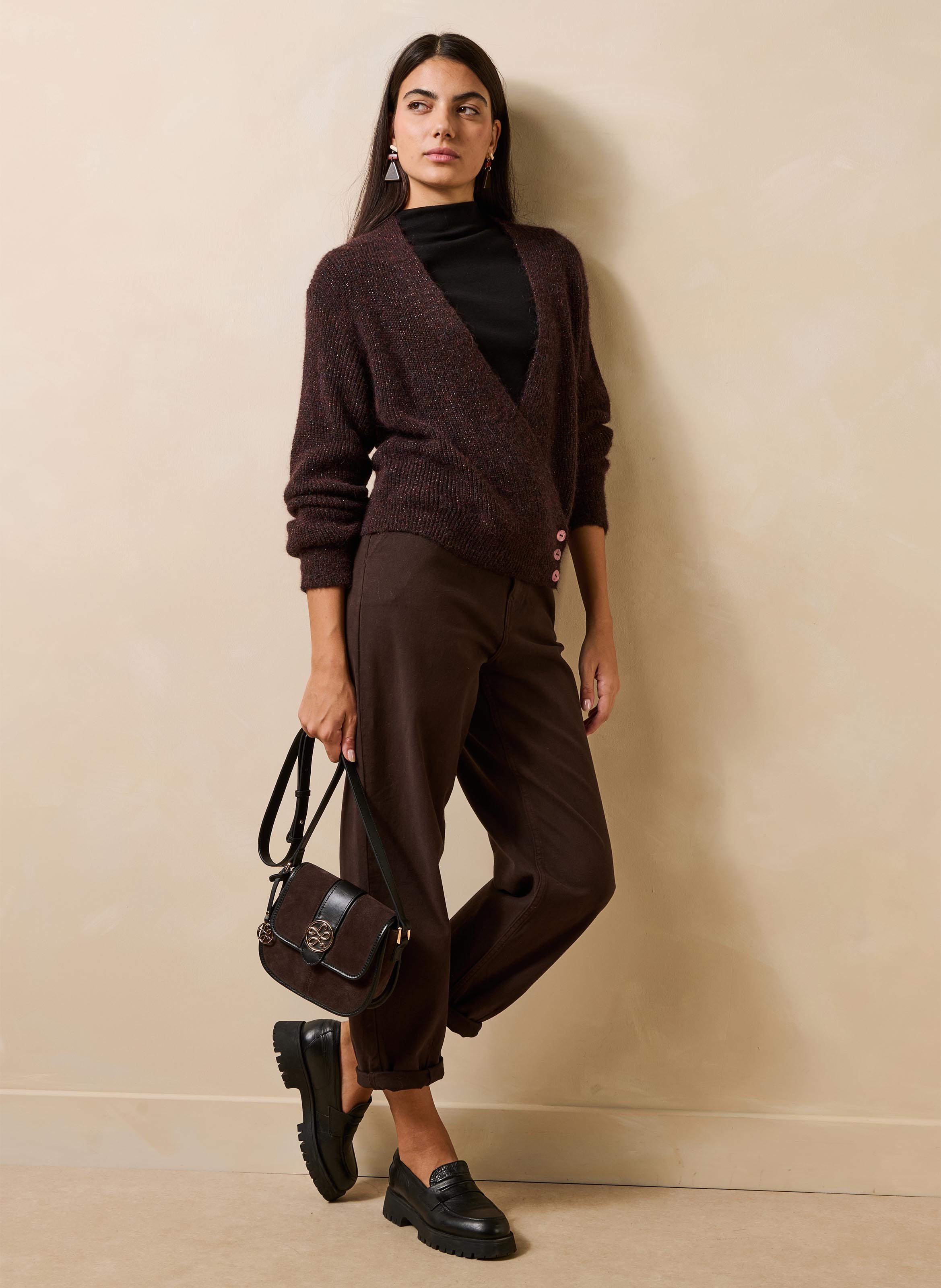 Vest met V-hals LA FEE MARABOUTEE Bruin
