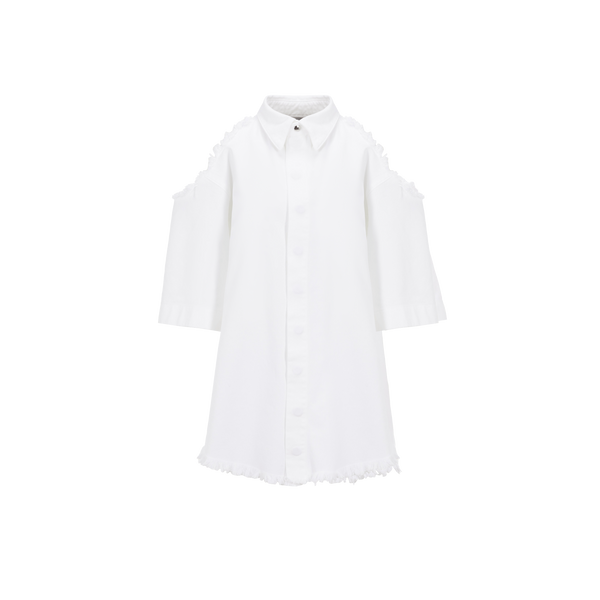 Marques' Almeida Recycled Short-sleeved Cotton-blend Shirt In White