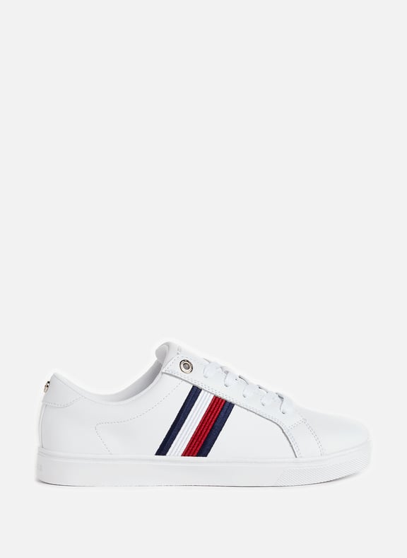 Mixed leather sneakers Blue by TOMMY HILFIGER TOMMY HILFIGER Mixed leather sneakers Blue