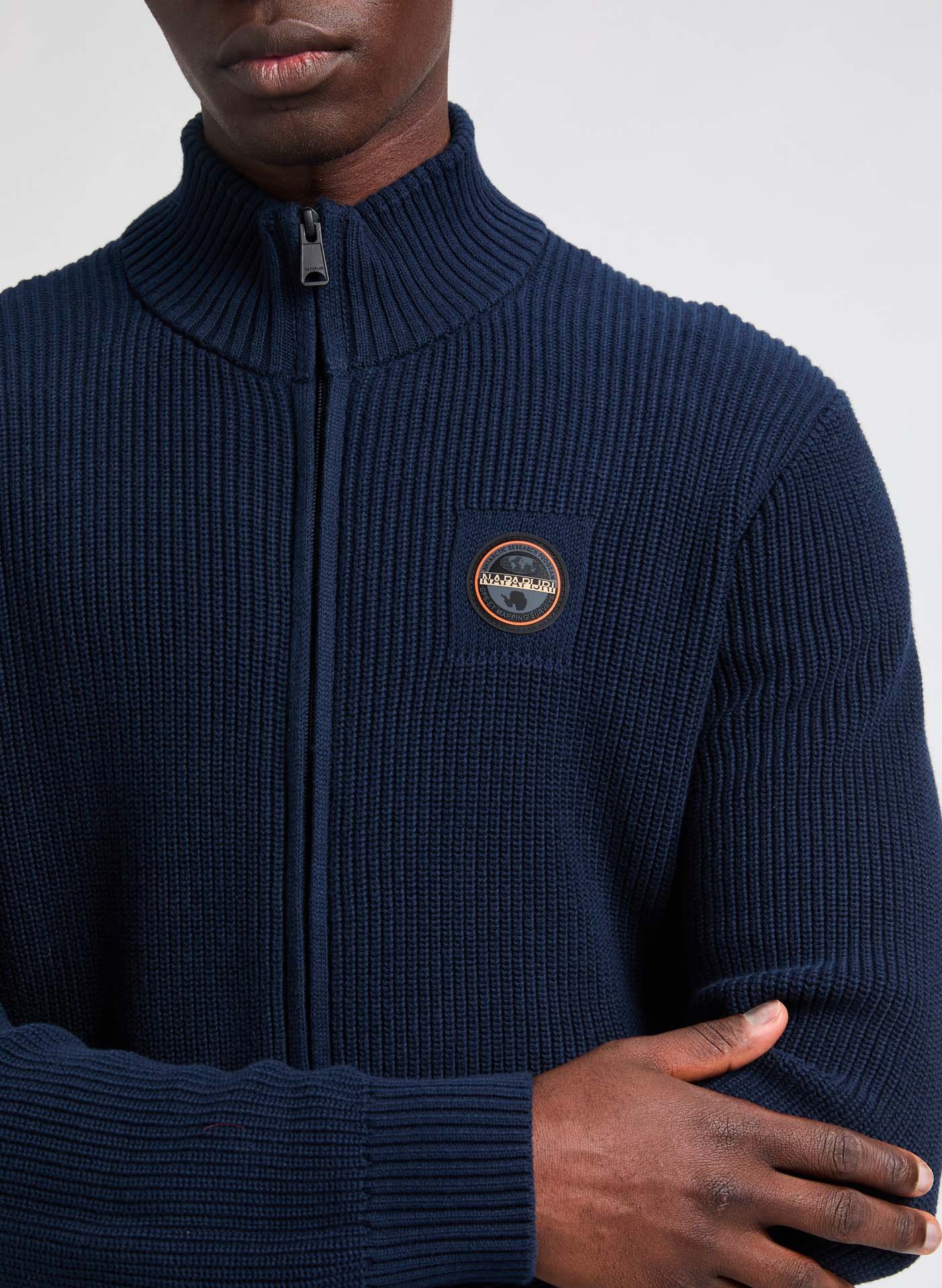 Cotton zip-up cardigan Blue