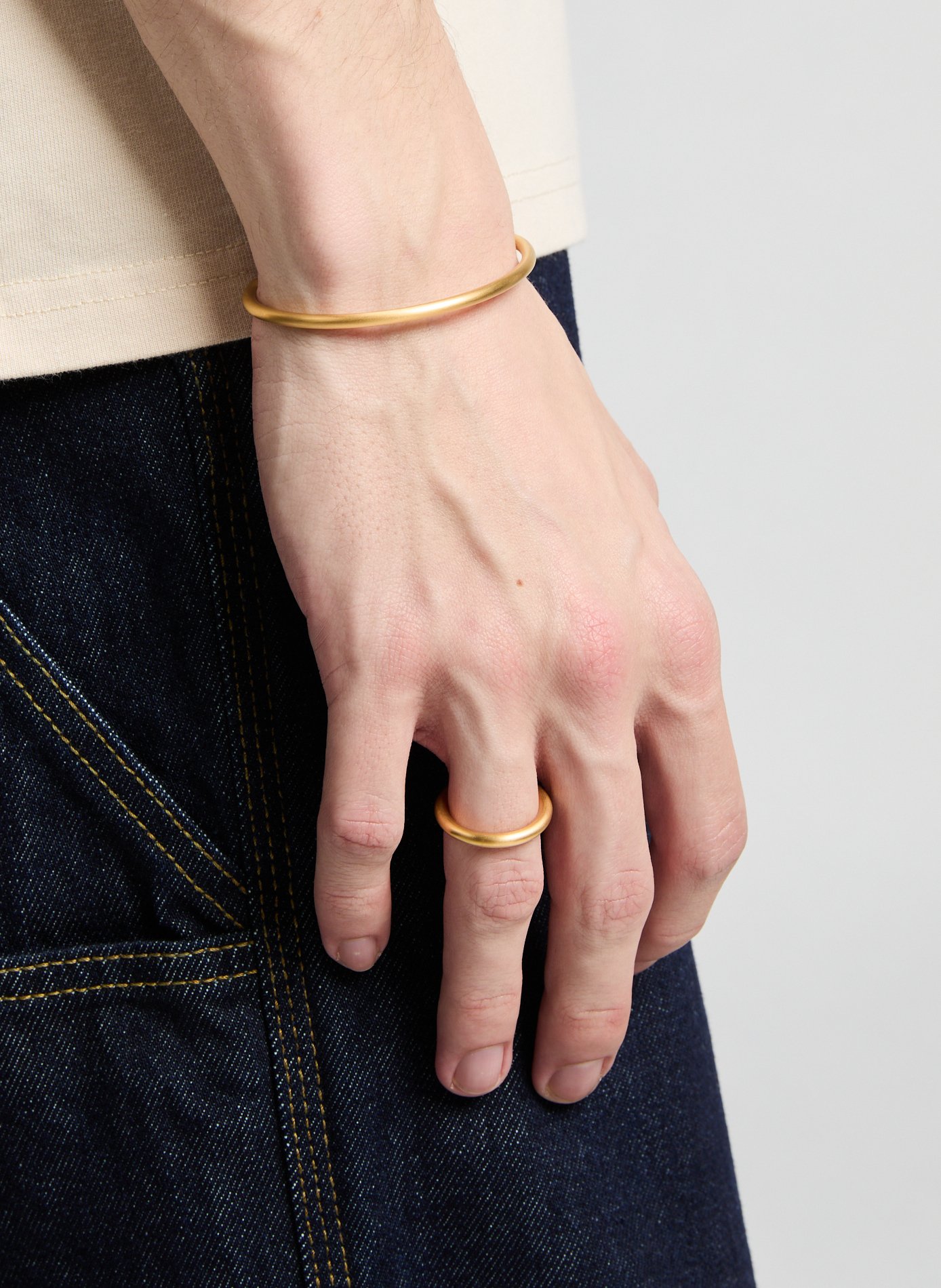 Bracelet jonc 3.0 mat en vermeil ALT PARIS Doré